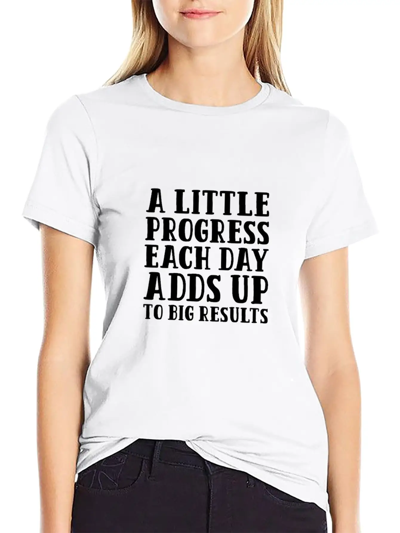 A Little Progress Each Day Adds Up To Big Results Lightweight Cotton T-Shirt – Daily Comfort Graphic Shirt