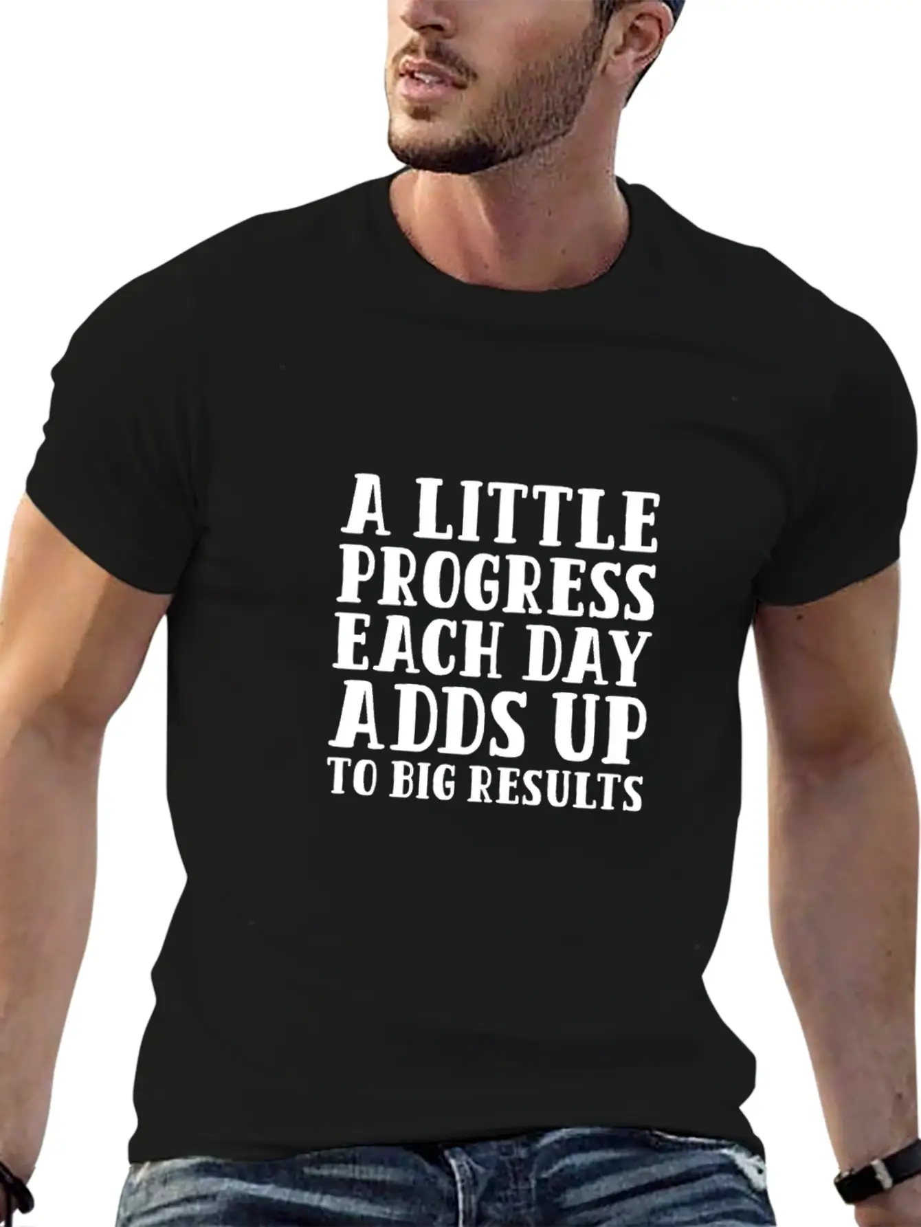 A Little Progress Each Day Adds Up To Big Results Lightweight Cotton T-Shirt – Daily Comfort Graphic Shirt