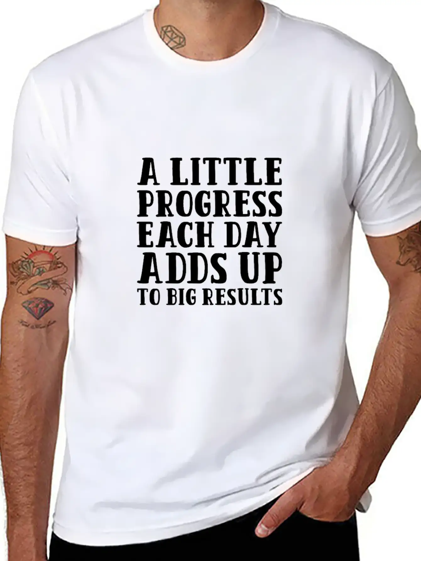 A Little Progress Each Day Adds Up To Big Results Lightweight Cotton T-Shirt – Daily Comfort Graphic Shirt