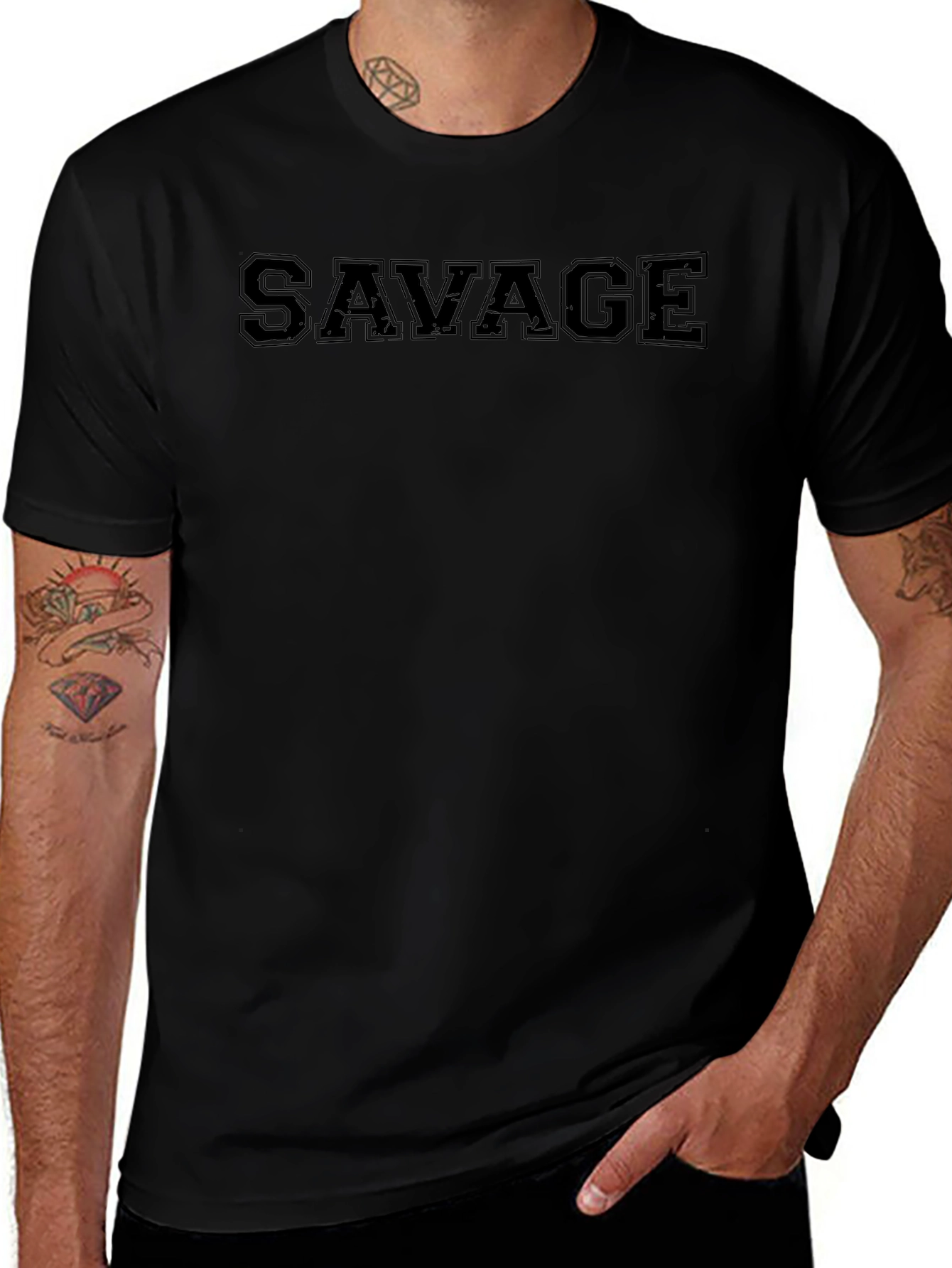 Savage Graphic Print Mens Black T-Shirt