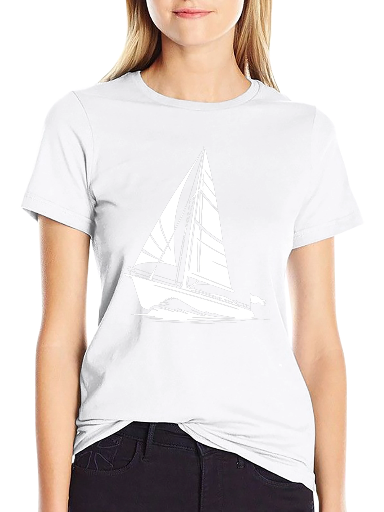 Sailboat Graphic Tee - Black Cotton T-Shirt