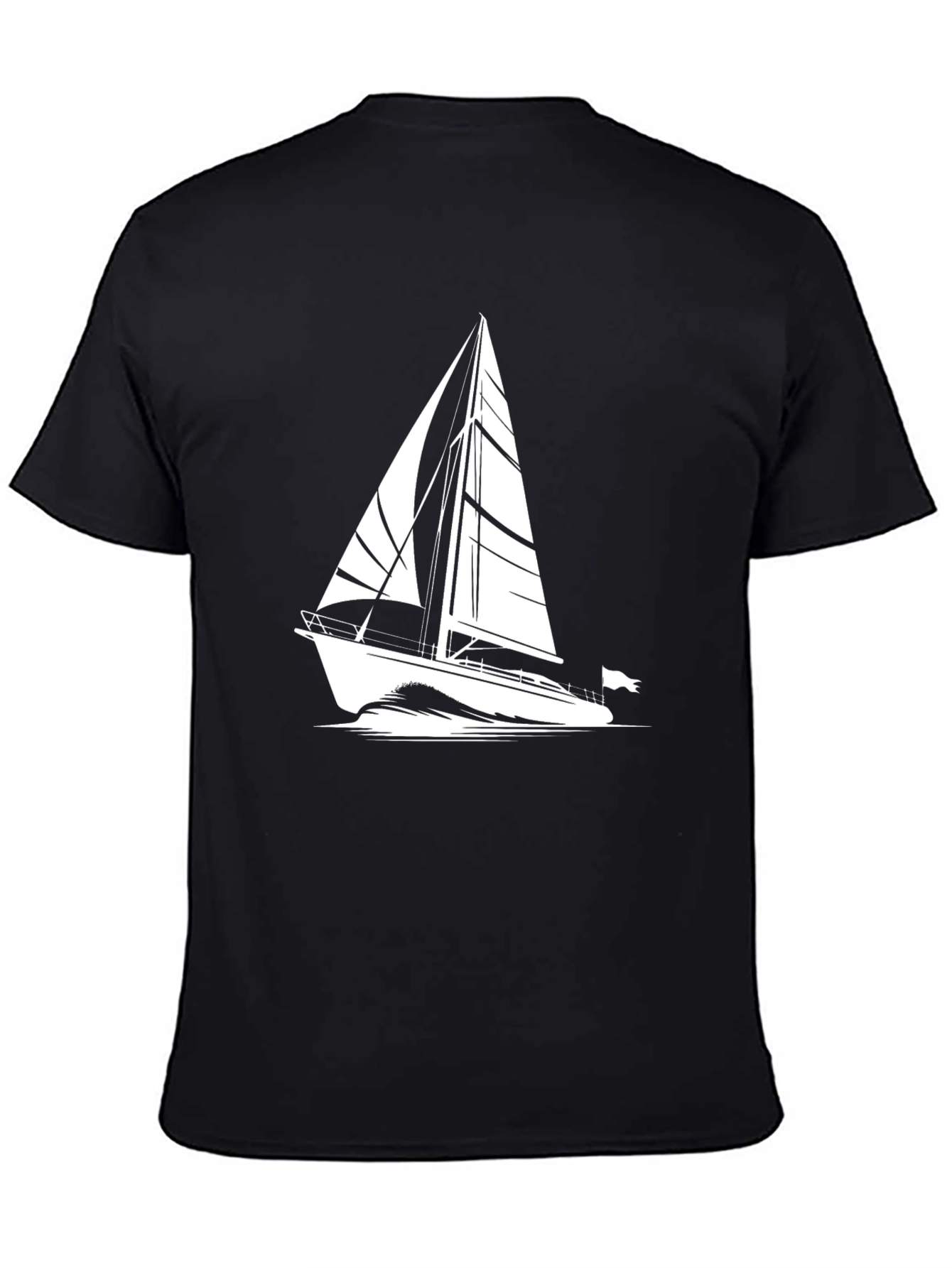 Sailboat Graphic Tee - Black Cotton T-Shirt