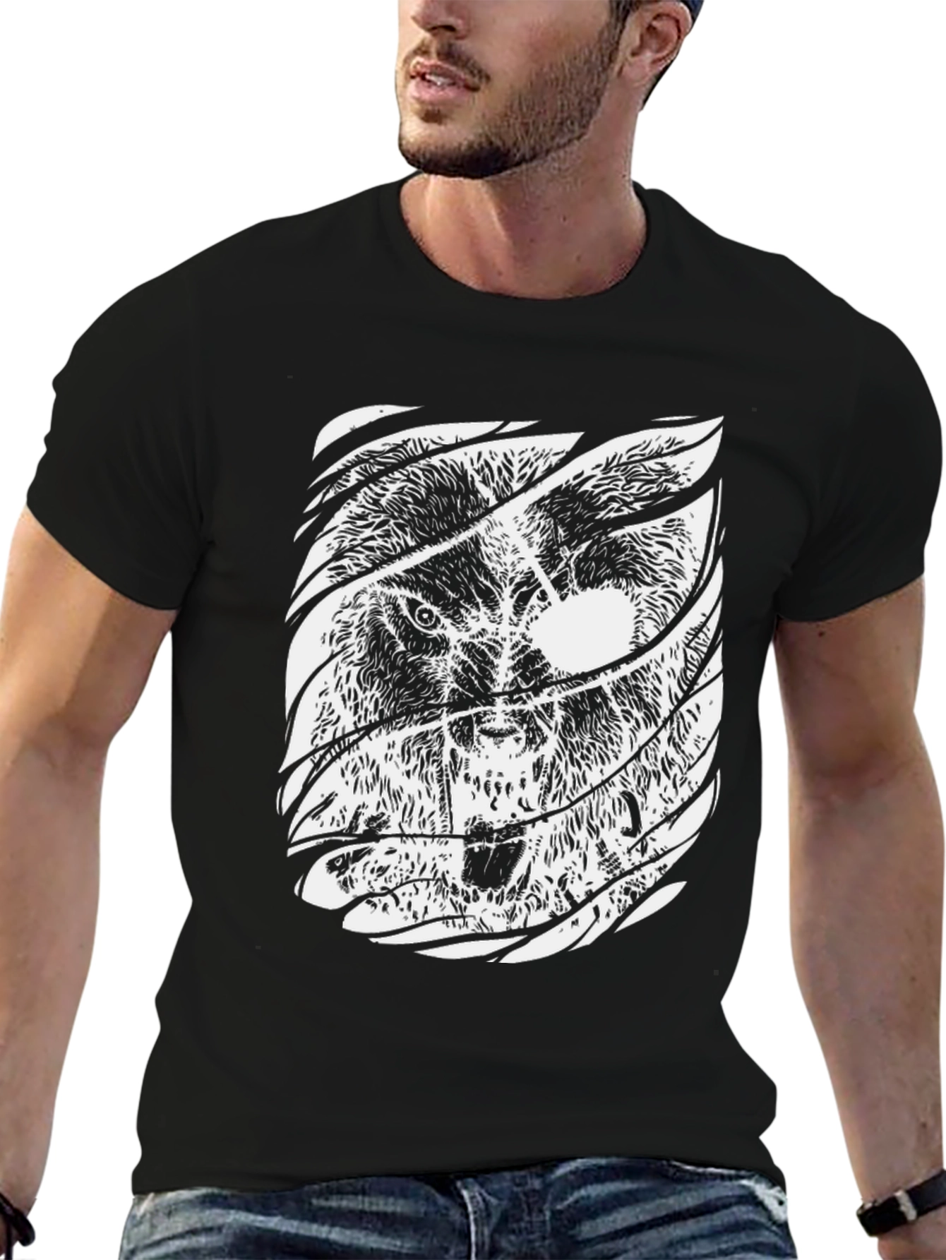 Black Lion Graphic Print Mens T-Shirt