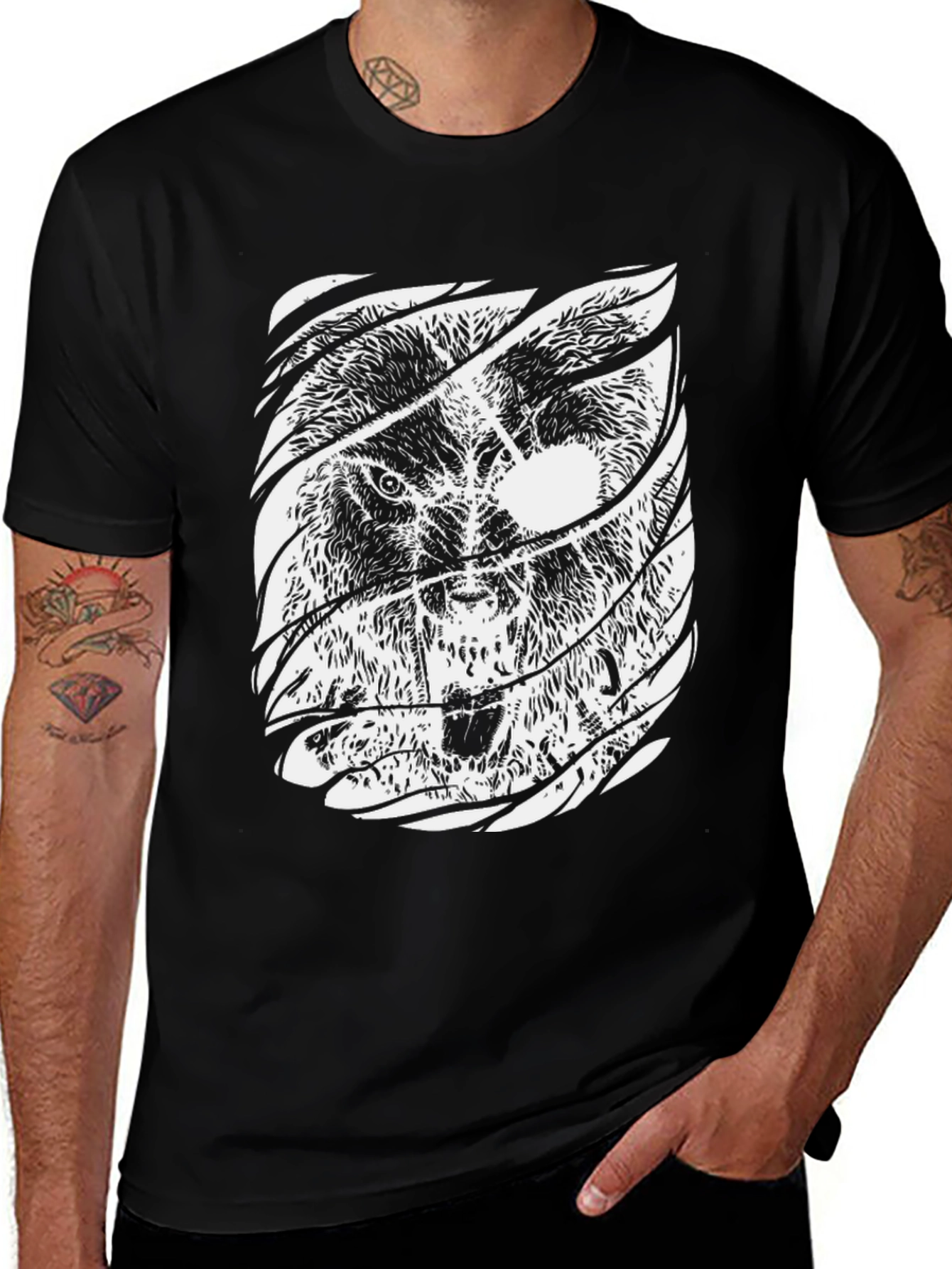 Black Lion Graphic Print Mens T-Shirt