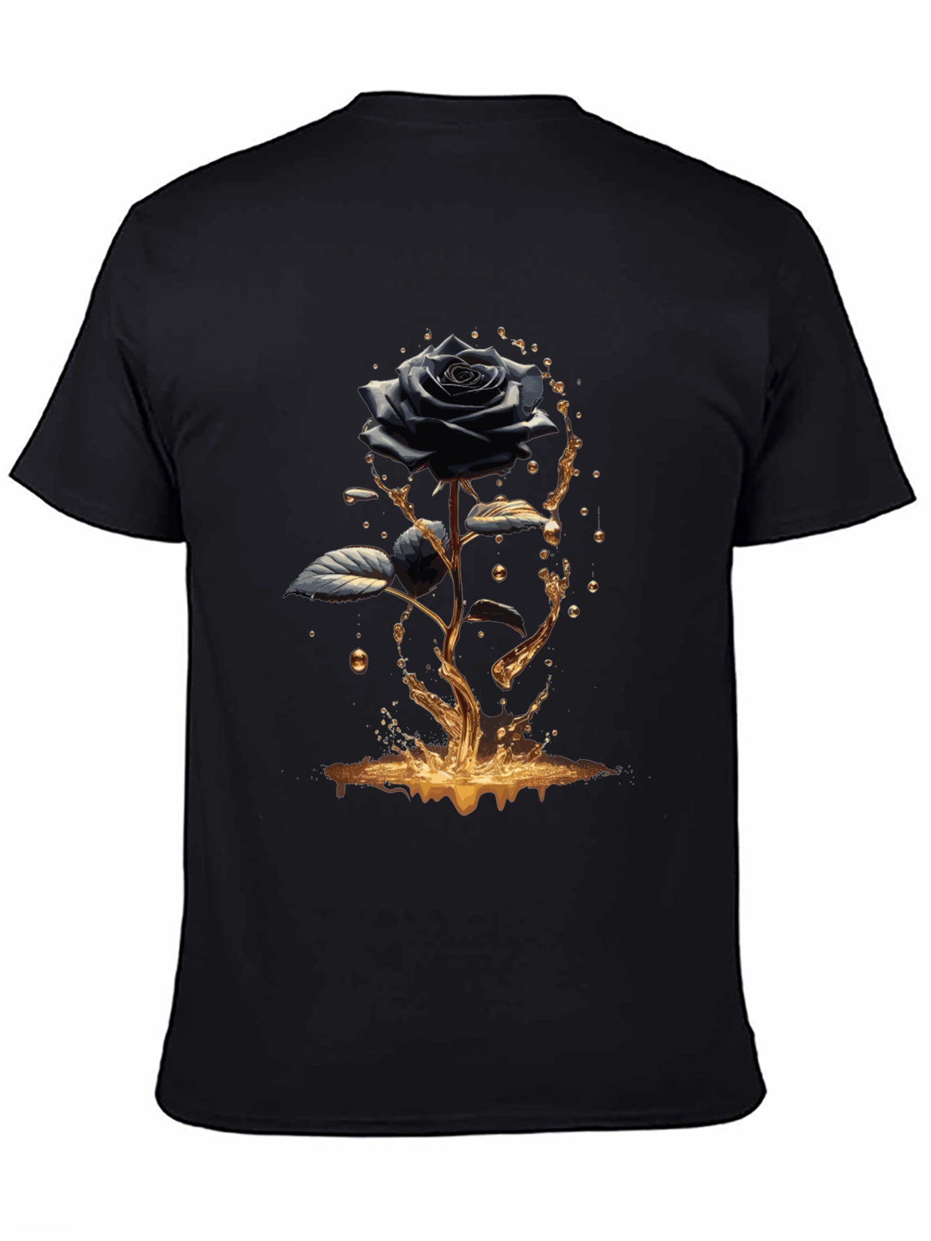 Black Rose Graphic Tee - Elegant Mens T-Shirt