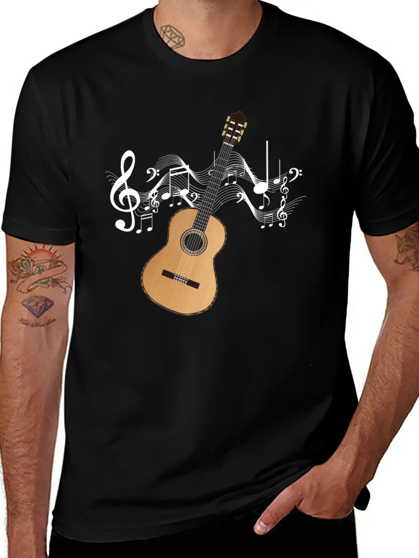 Acoustic Guitar Lightweight Cotton T-Shirt – Daily Comfort Graphic Shirt