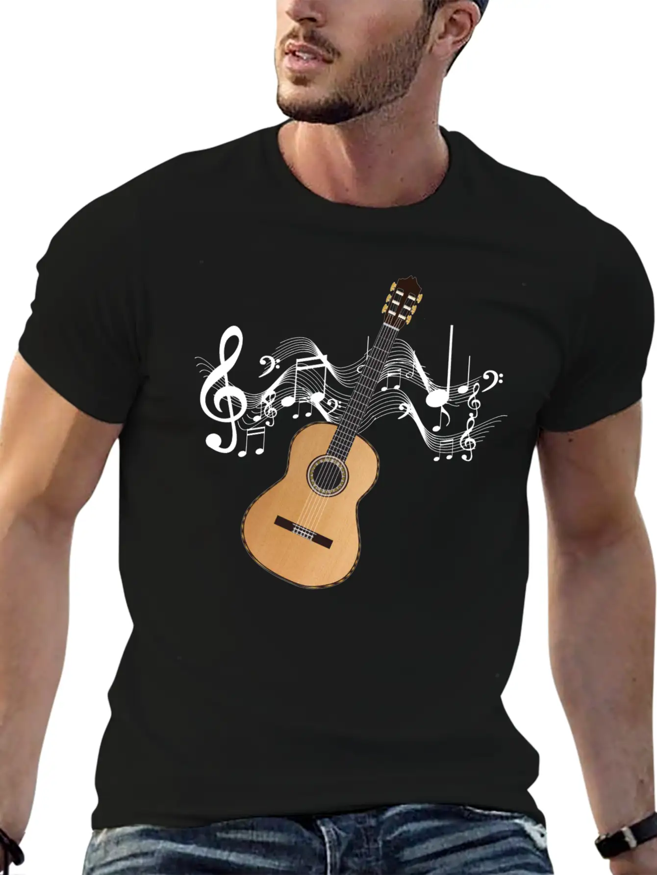 Acoustic Guitar Lightweight Cotton T-Shirt – Daily Comfort Graphic Shirt