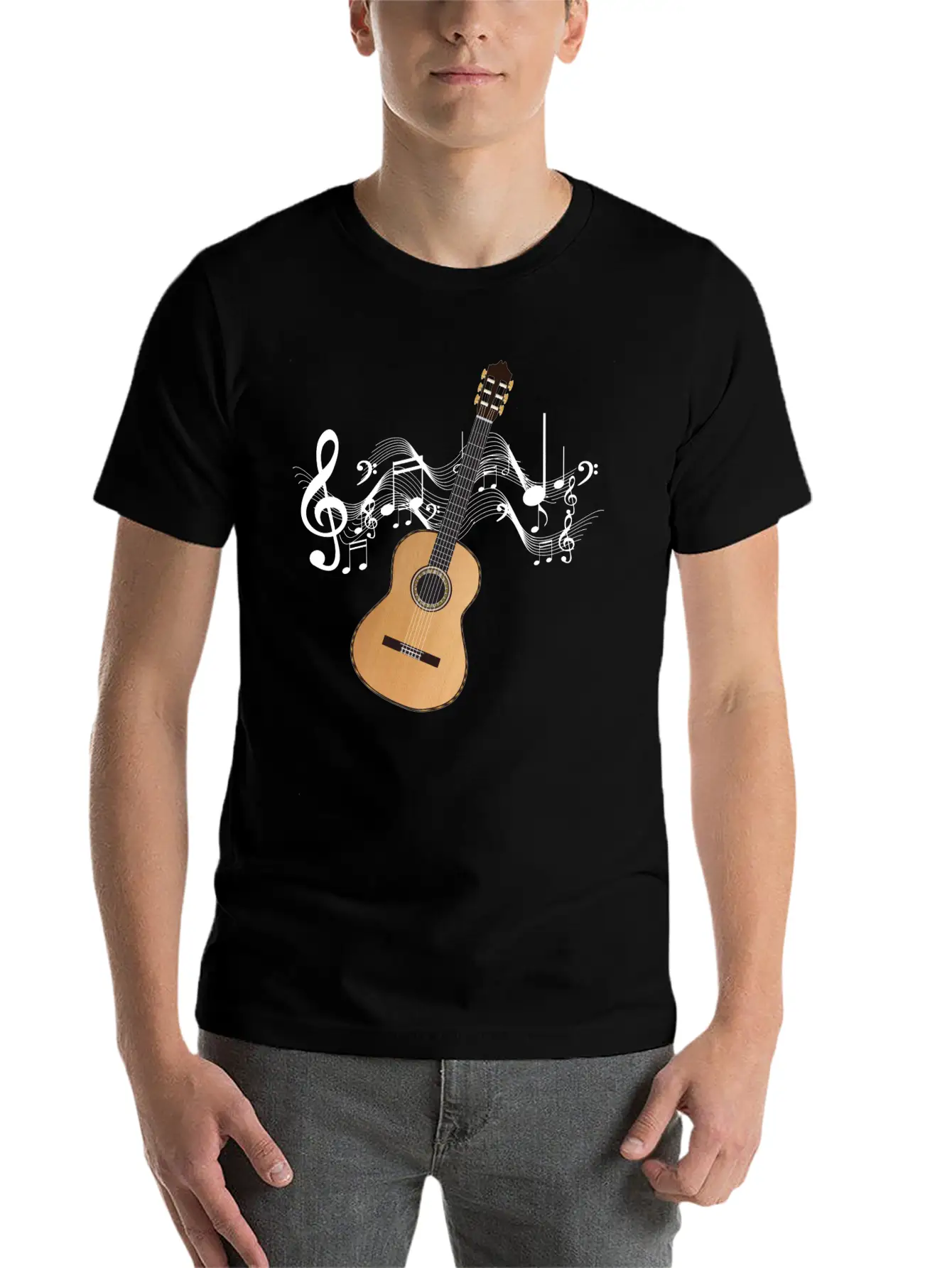 Acoustic Guitar Lightweight Cotton T-Shirt – Daily Comfort Graphic Shirt