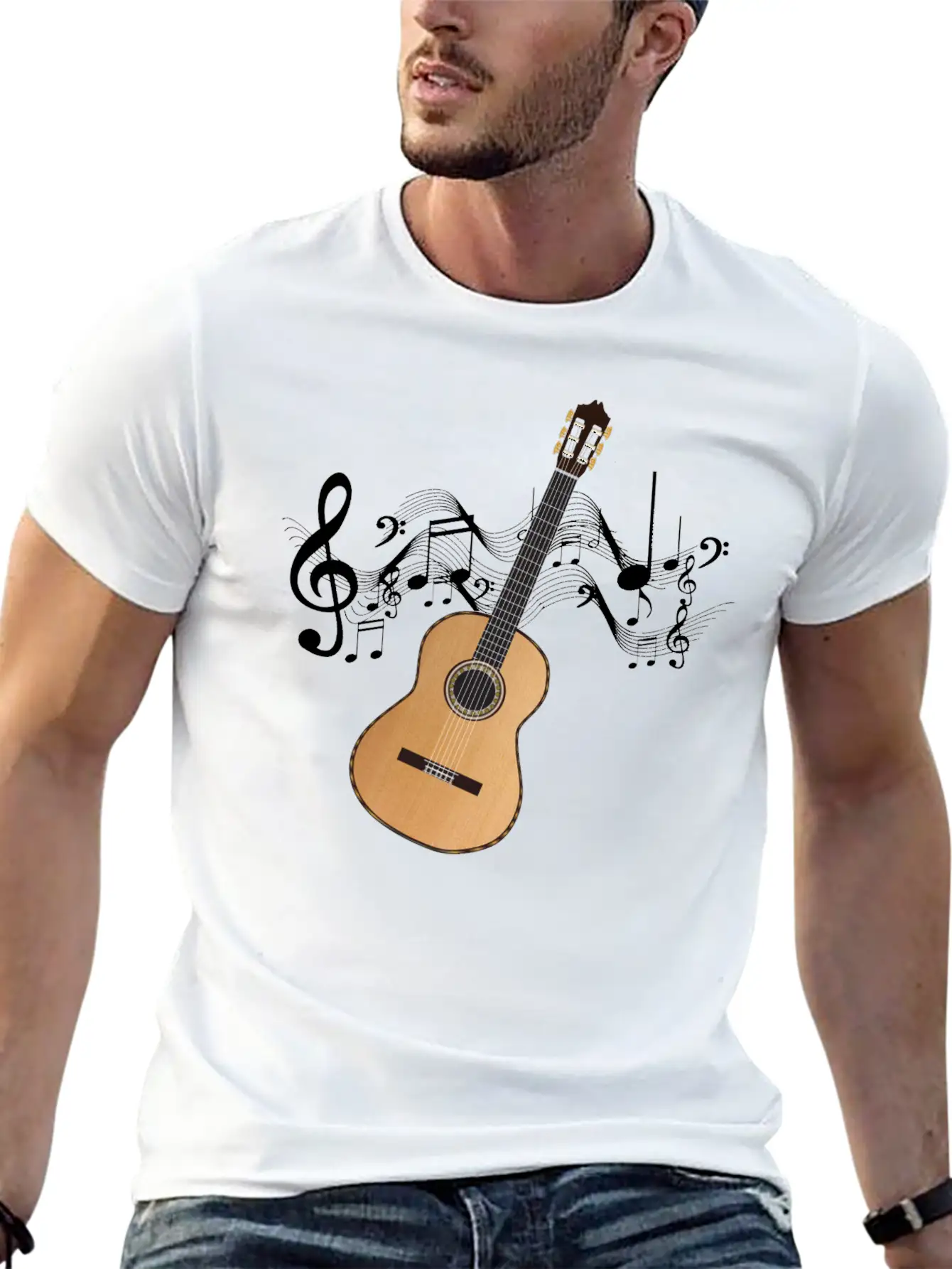 Acoustic Guitar Lightweight Cotton T-Shirt – Daily Comfort Graphic Shirt