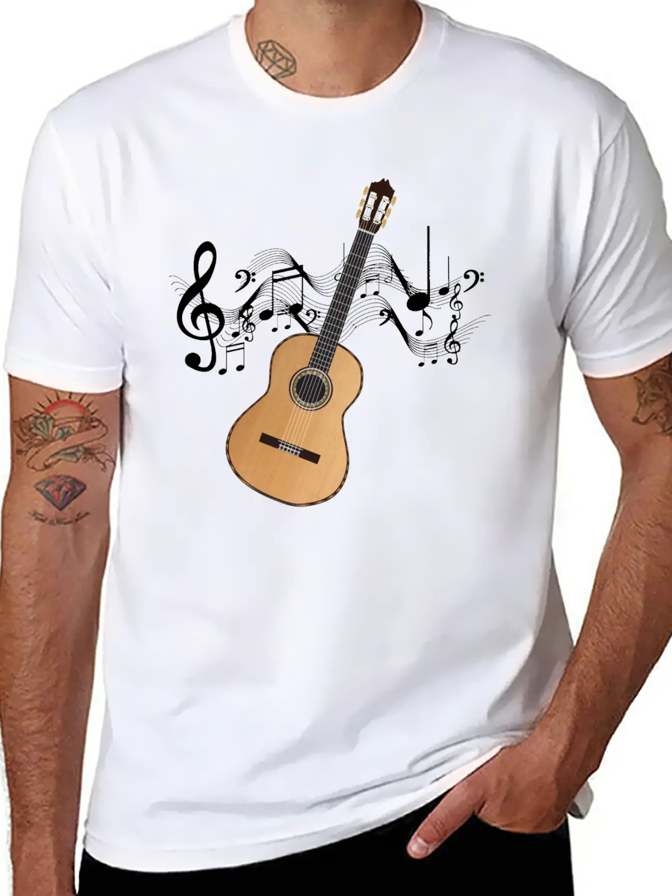 Acoustic Guitar Lightweight Cotton T-Shirt – Daily Comfort Graphic Shirt