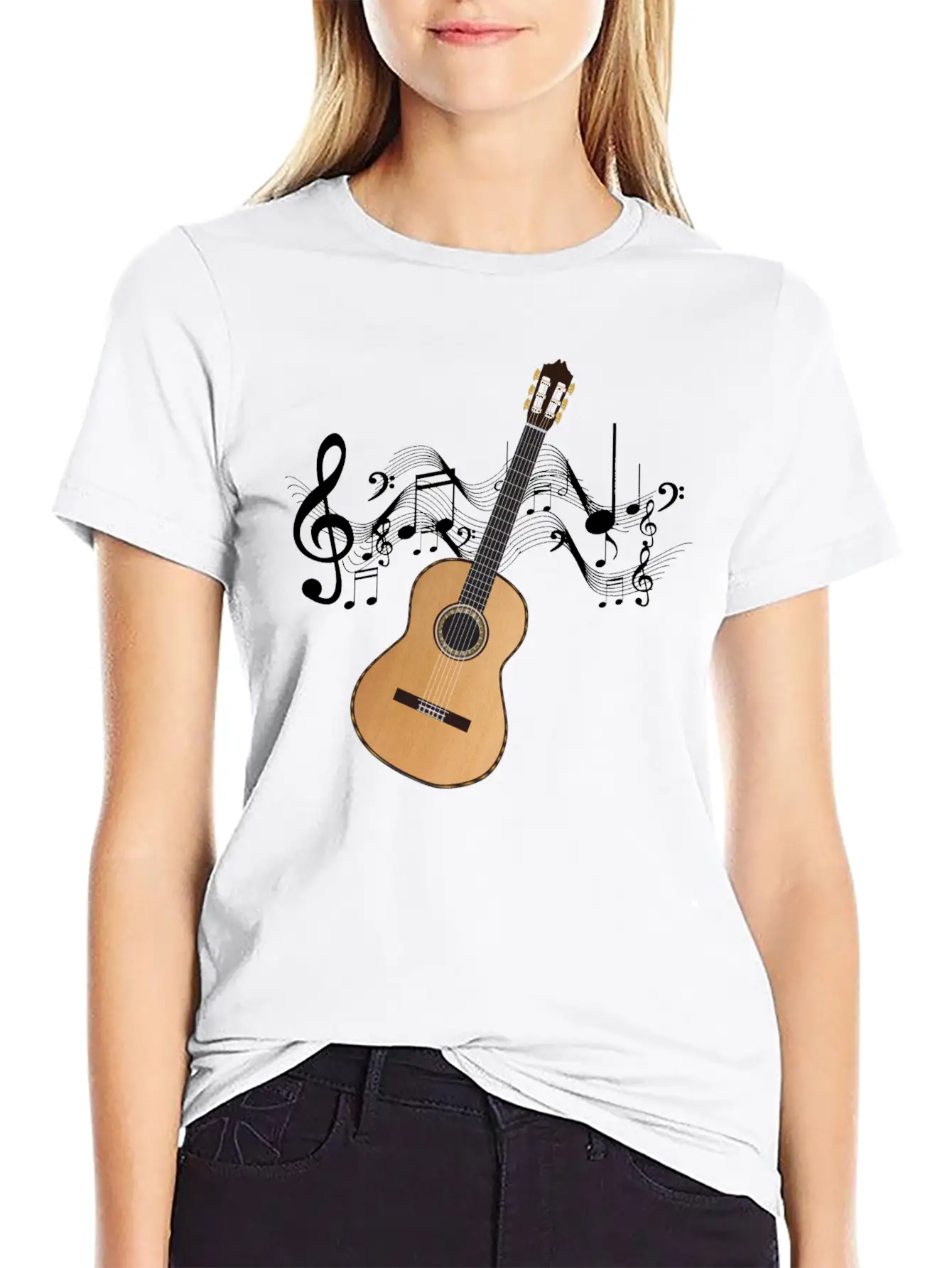 Acoustic Guitar Lightweight Cotton T-Shirt – Daily Comfort Graphic Shirt