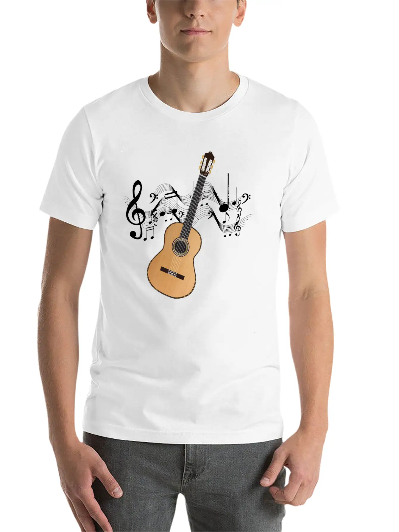 Acoustic Guitar Lightweight Cotton T-Shirt – Daily Comfort Graphic Shirt