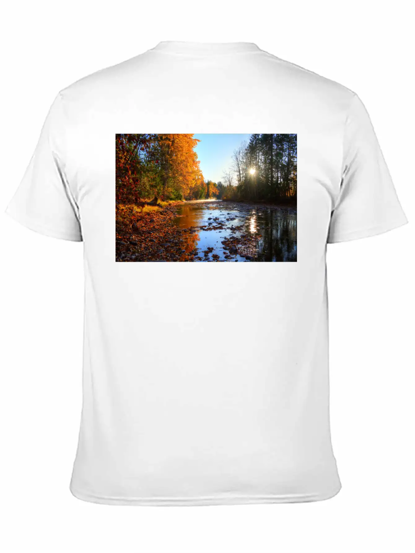 Adams River Mists R Haig Brown Park Photo Print 10 Lightweight Cotton T-Shirt – Daily Comfort Graphic Shirt