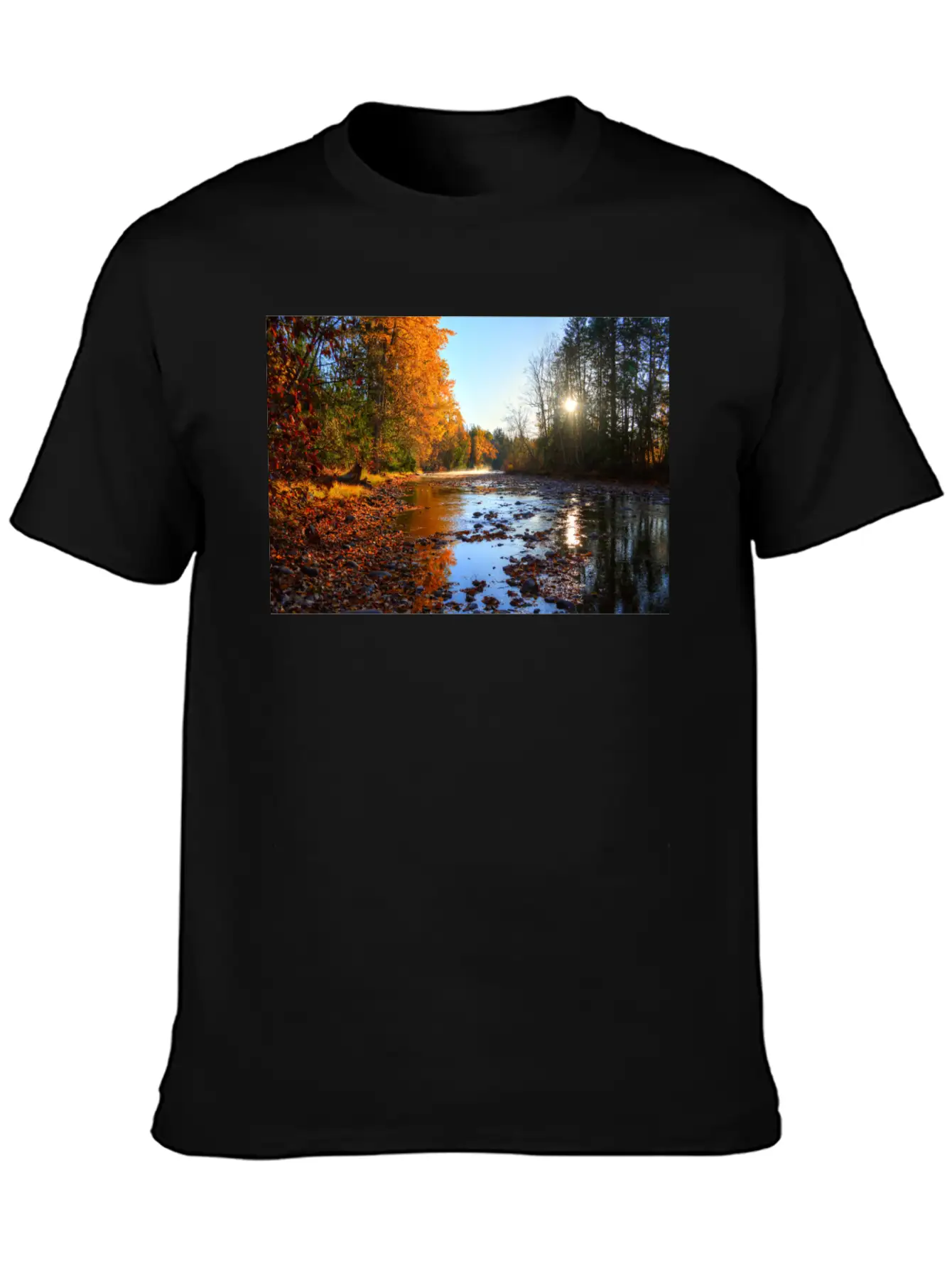 Adams River Mists R Haig Brown Park Photo Print 10 Lightweight Cotton T-Shirt – Daily Comfort Graphic Shirt