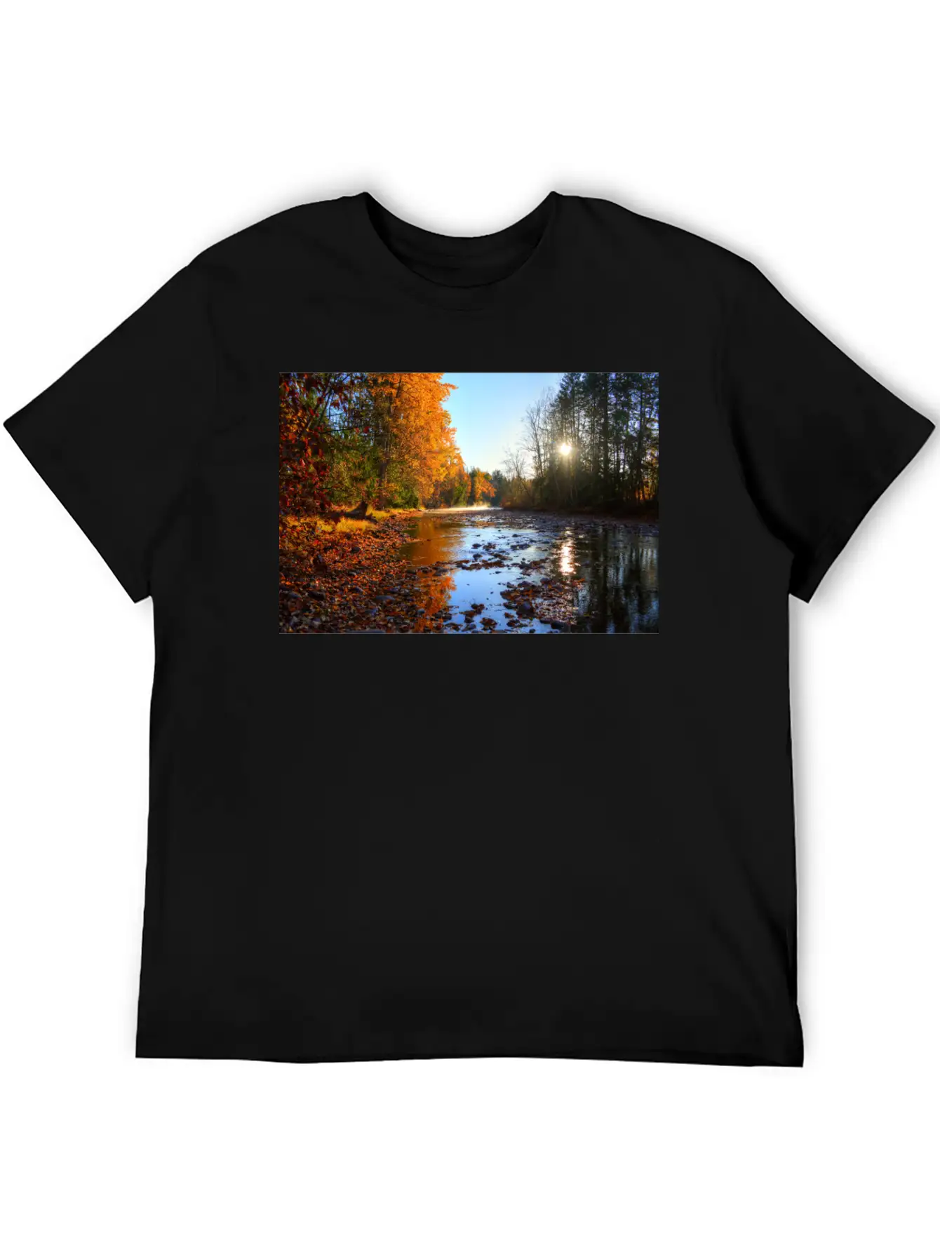 Adams River Mists R Haig Brown Park Photo Print 10 Lightweight Cotton T-Shirt – Daily Comfort Graphic Shirt