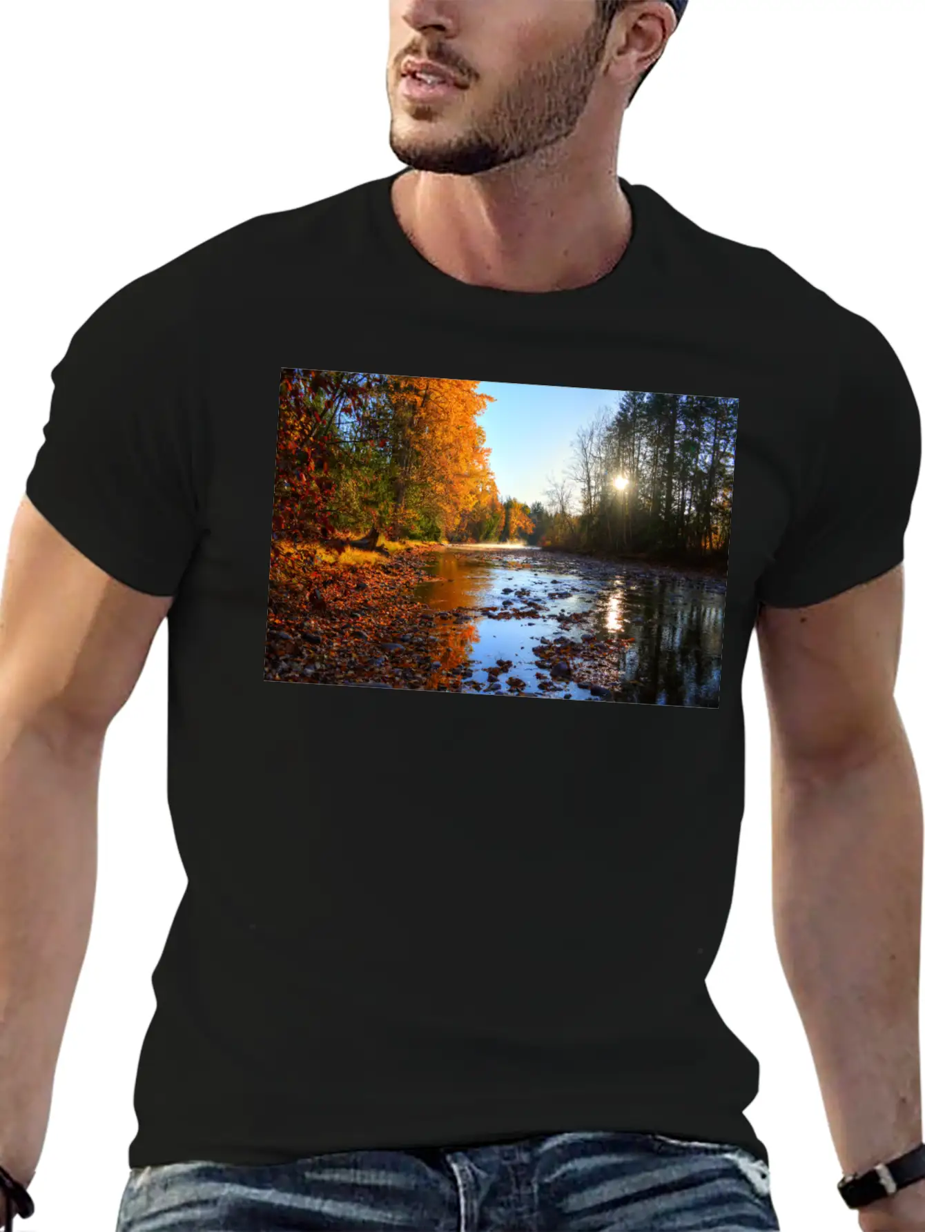 Adams River Mists R Haig Brown Park Photo Print 10 Lightweight Cotton T-Shirt – Daily Comfort Graphic Shirt