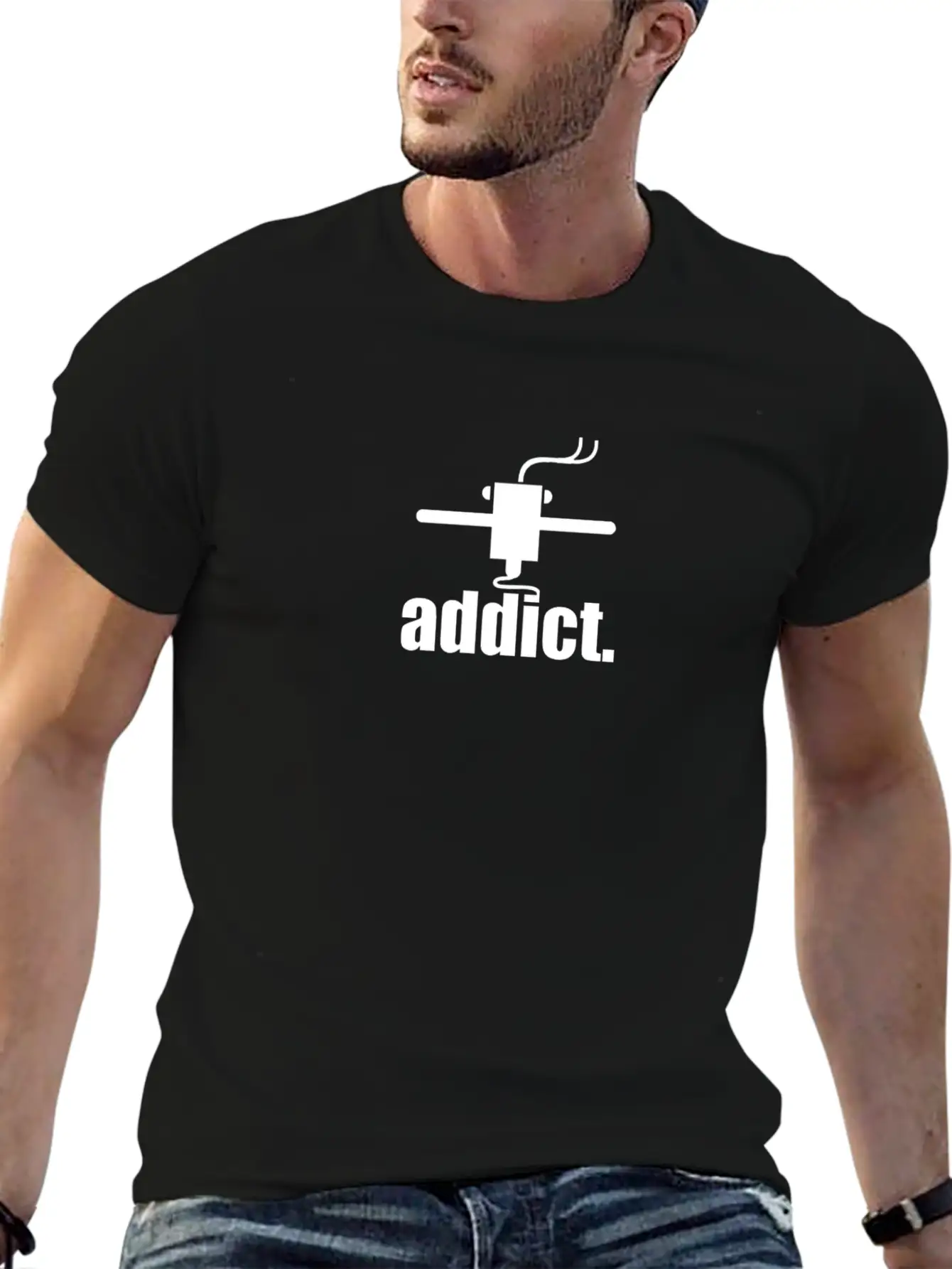 ADDICT. 3D-Print T-Shirt Lightweight Cotton T-Shirt – Daily Comfort Graphic Shirt