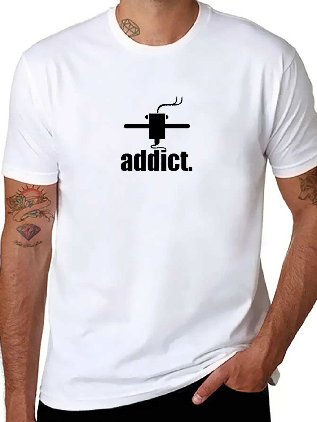 ADDICT. 3D-Print T-Shirt Lightweight Cotton T-Shirt – Daily Comfort Graphic Shirt
