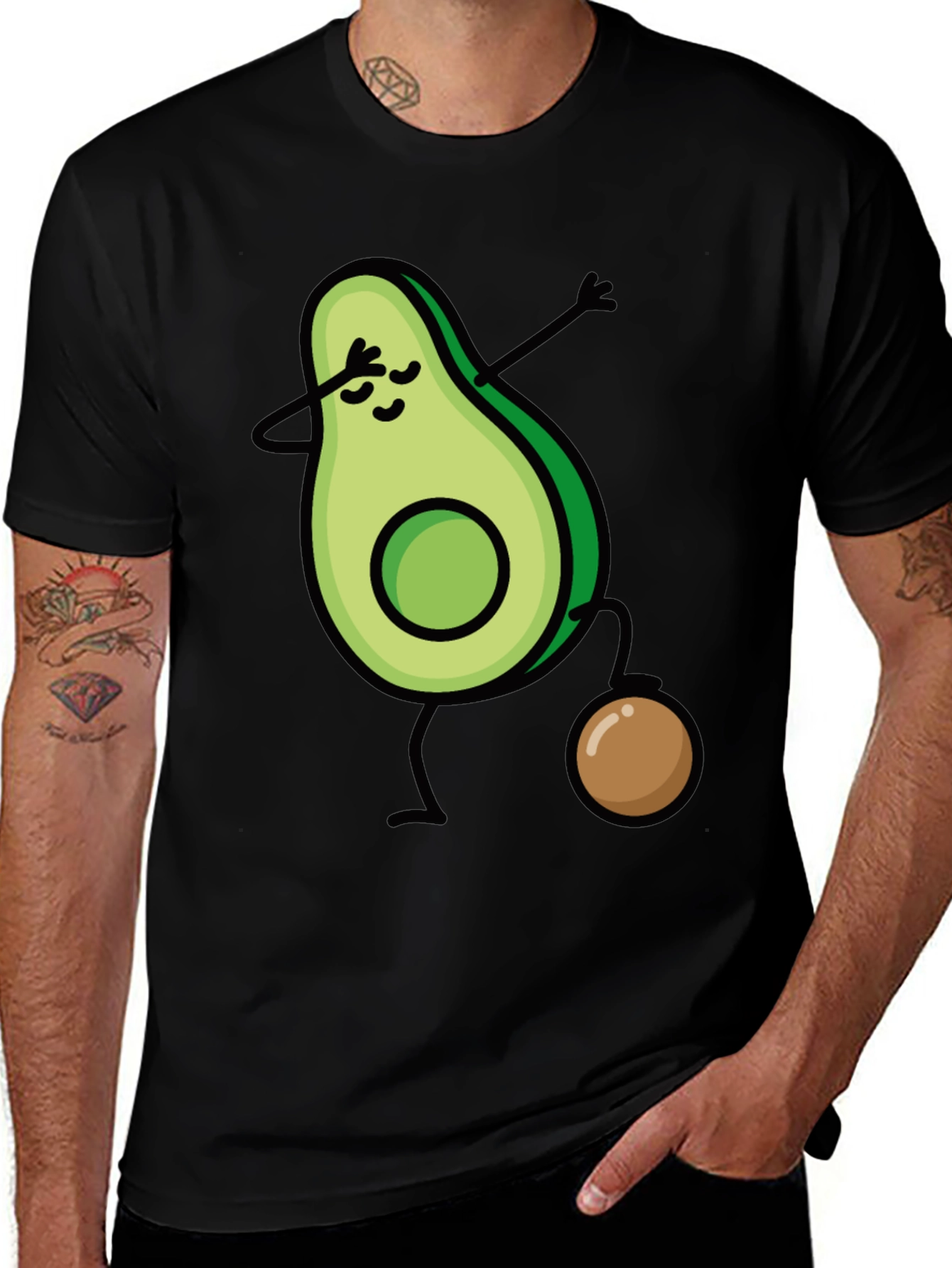 Avocado Dabbing Black T-Shirt - Fun & Trendy