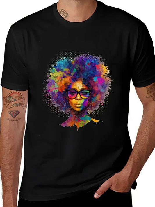 Afro Hair Afro American African Black Woman Lightweight Cotton T-Shirt – Daily Comfort Graphic Shirt