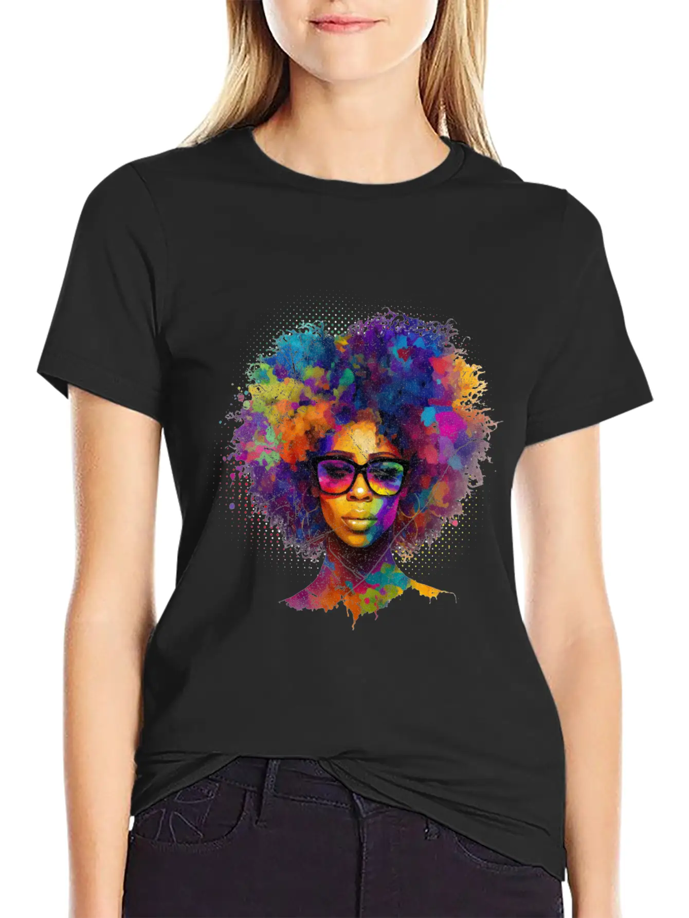 Afro Hair Afro American African Black Woman Lightweight Cotton T-Shirt – Daily Comfort Graphic Shirt