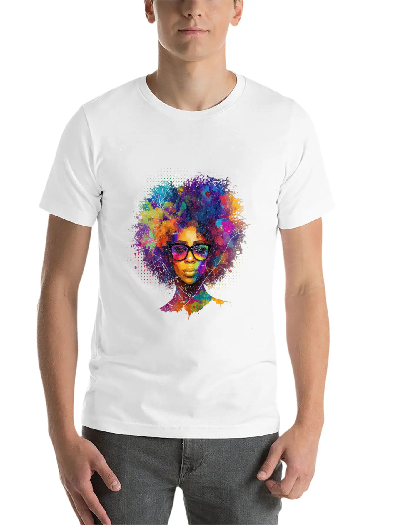 Afro Hair Afro American African Black Woman Lightweight Cotton T-Shirt – Daily Comfort Graphic Shirt