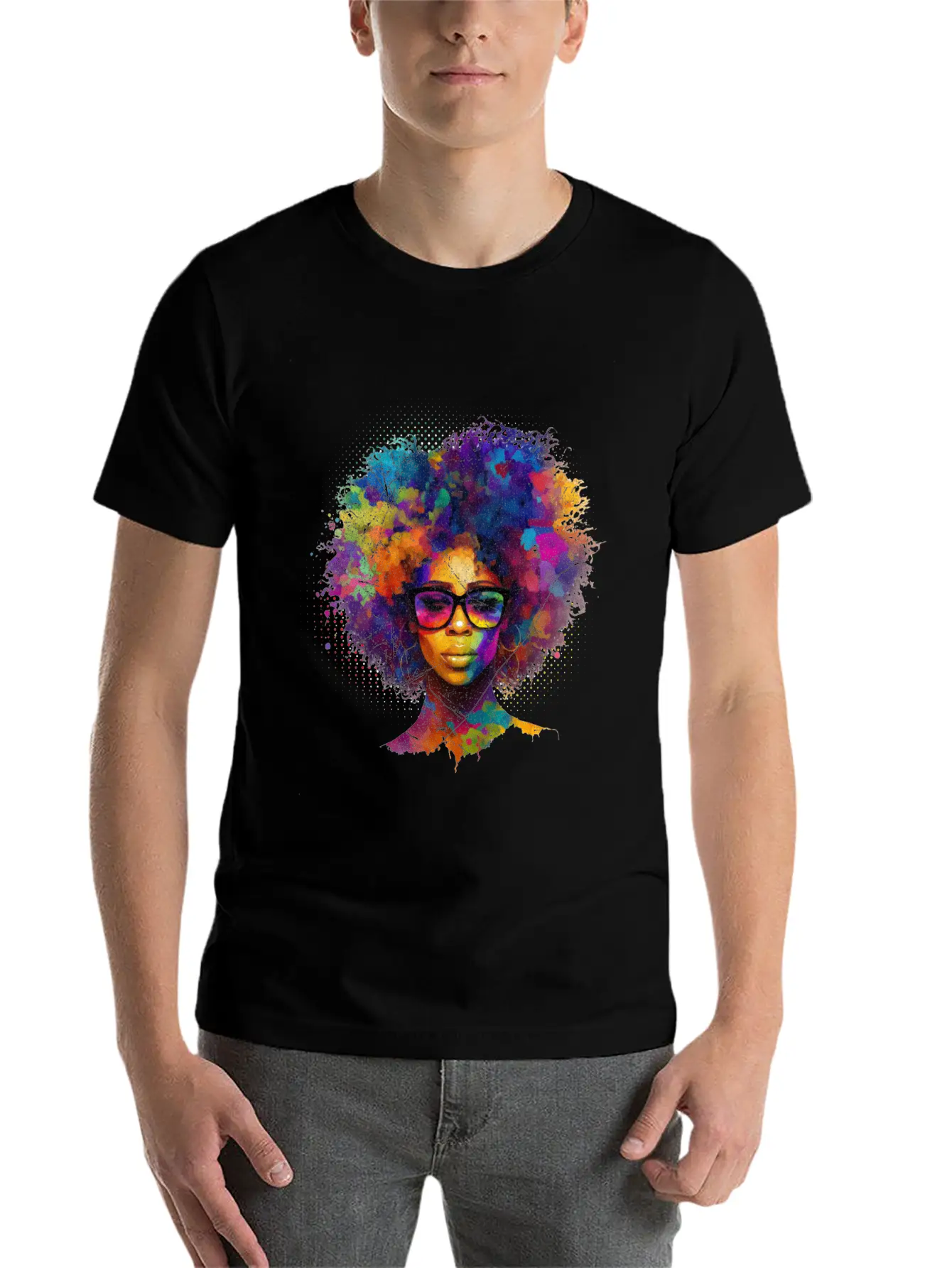 Afro Hair Afro American African Black Woman Lightweight Cotton T-Shirt – Daily Comfort Graphic Shirt