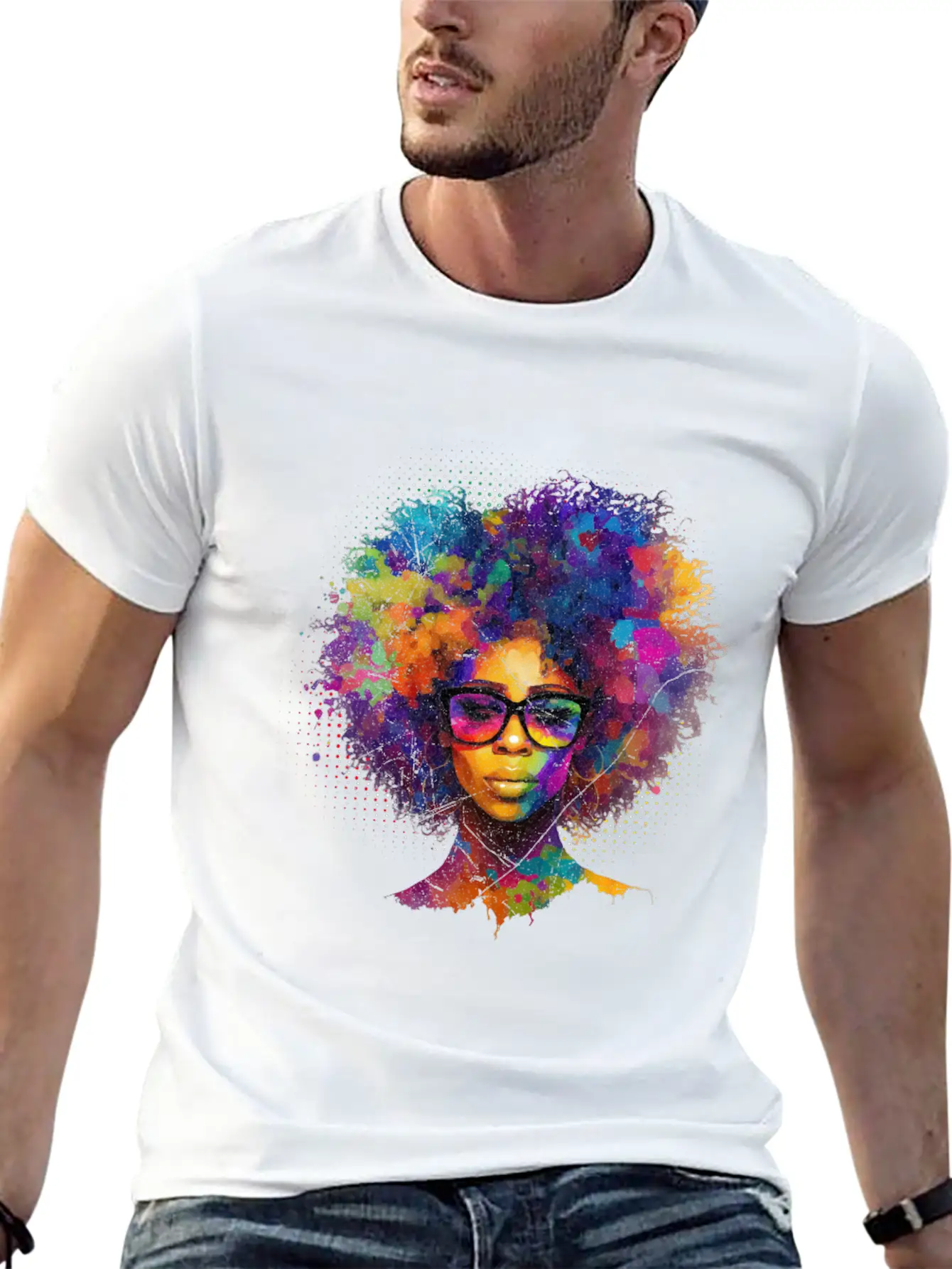 Afro Hair Afro American African Black Woman Lightweight Cotton T-Shirt – Daily Comfort Graphic Shirt
