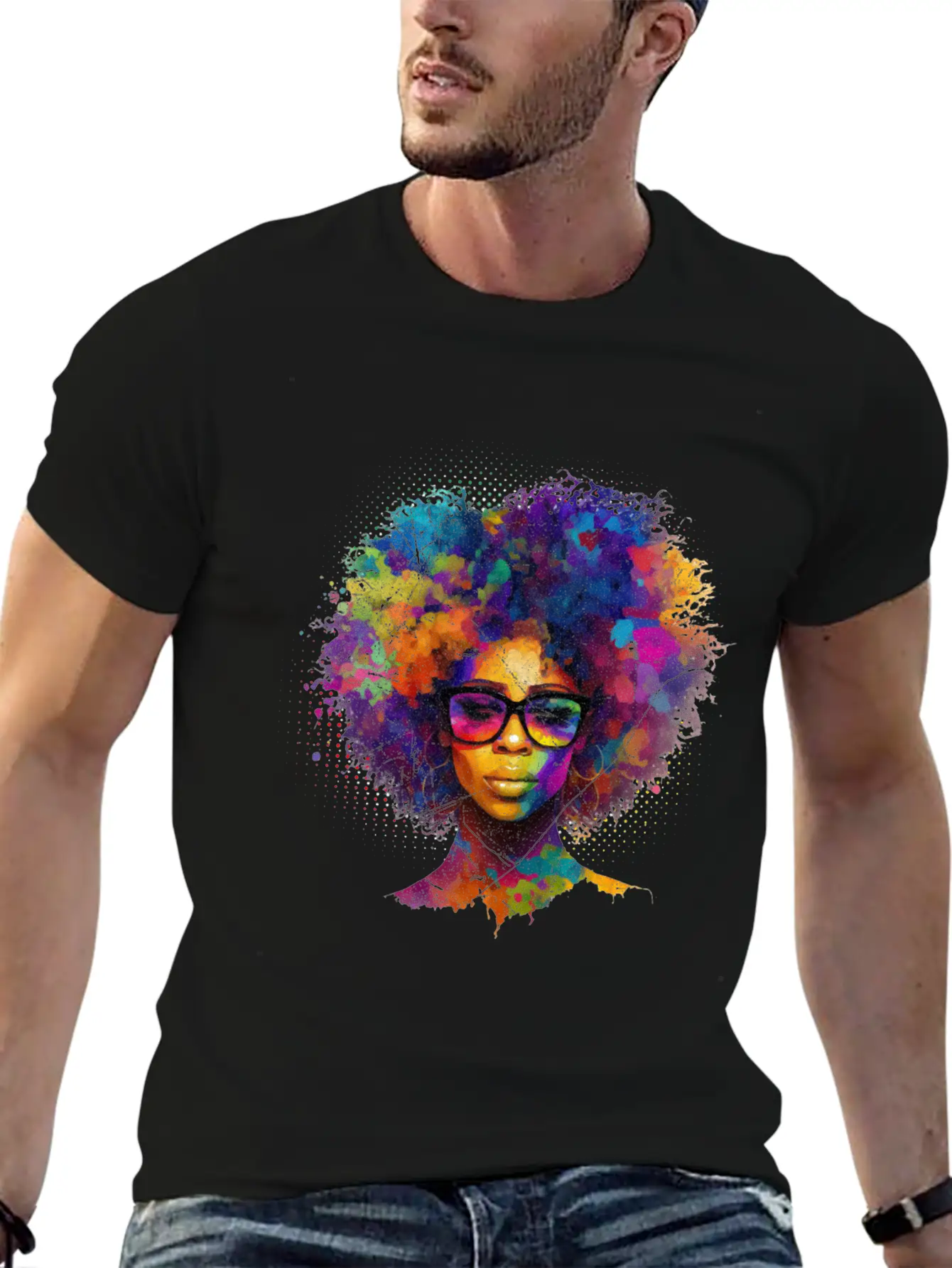 Afro Hair Afro American African Black Woman Lightweight Cotton T-Shirt – Daily Comfort Graphic Shirt