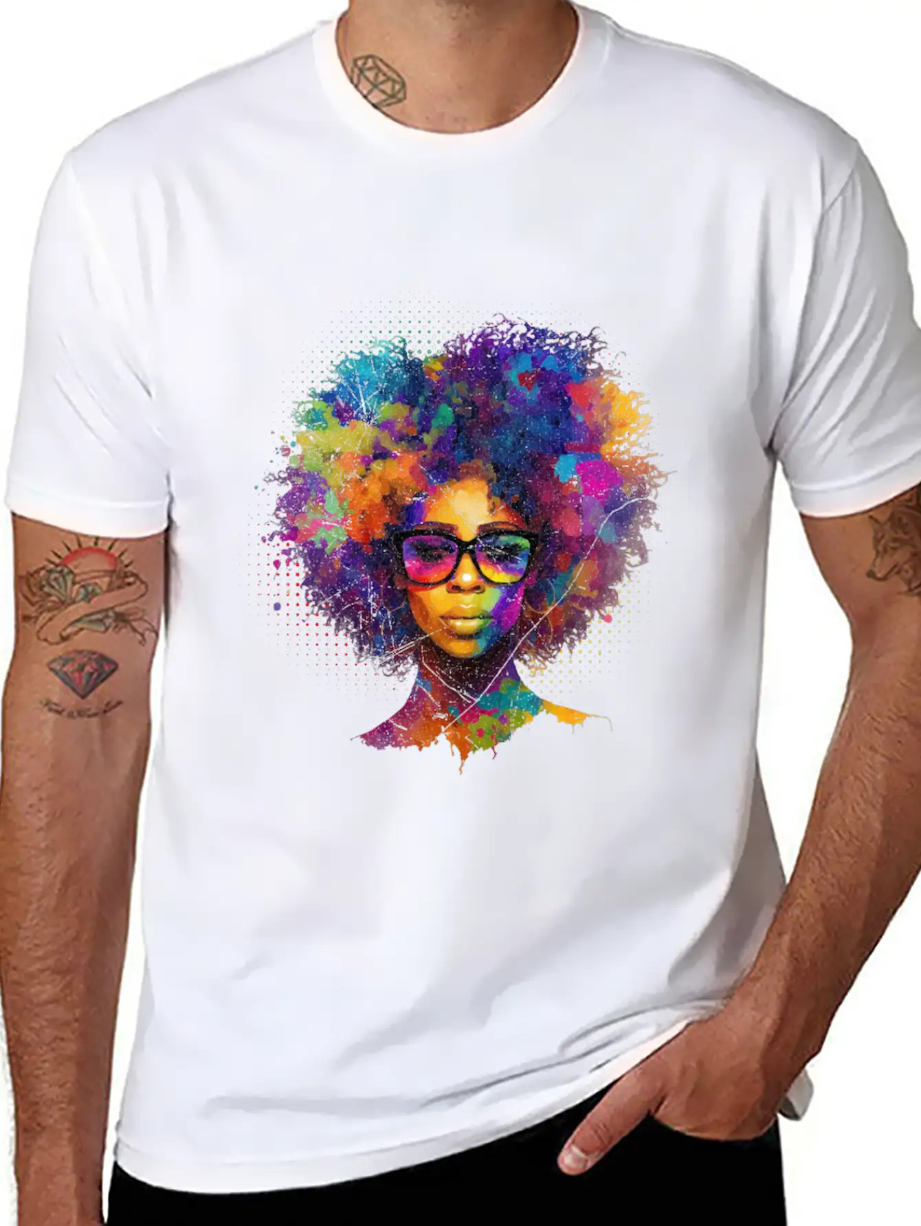 Afro Hair Afro American African Black Woman Lightweight Cotton T-Shirt – Daily Comfort Graphic Shirt
