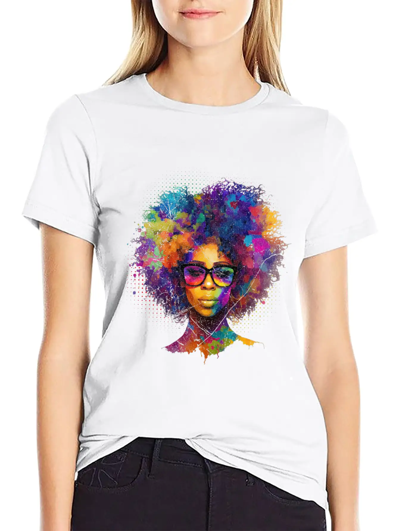Afro Hair Afro American African Black Woman Lightweight Cotton T-Shirt – Daily Comfort Graphic Shirt