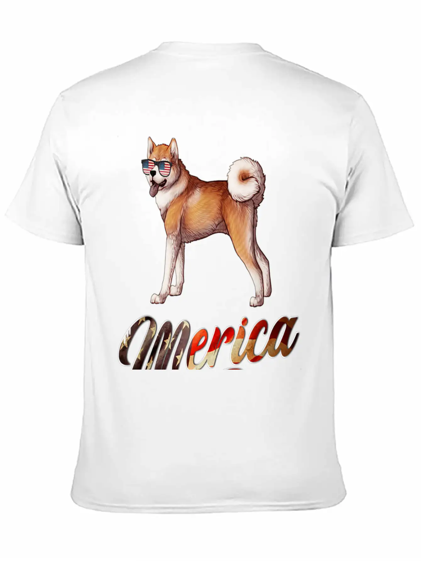 Akita Breed Dog America Flag Patriot T Shirt Lightweight Cotton T-Shirt – Daily Comfort Graphic Shirt