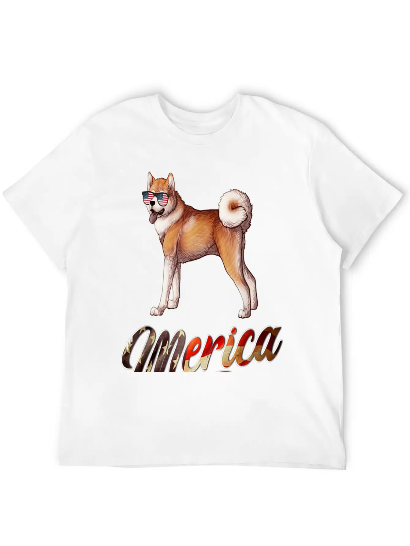 Akita Breed Dog America Flag Patriot T Shirt Lightweight Cotton T-Shirt – Daily Comfort Graphic Shirt