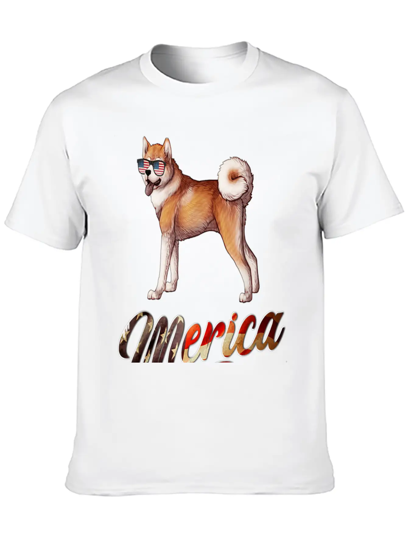 Akita Breed Dog America Flag Patriot T Shirt Lightweight Cotton T-Shirt – Daily Comfort Graphic Shirt