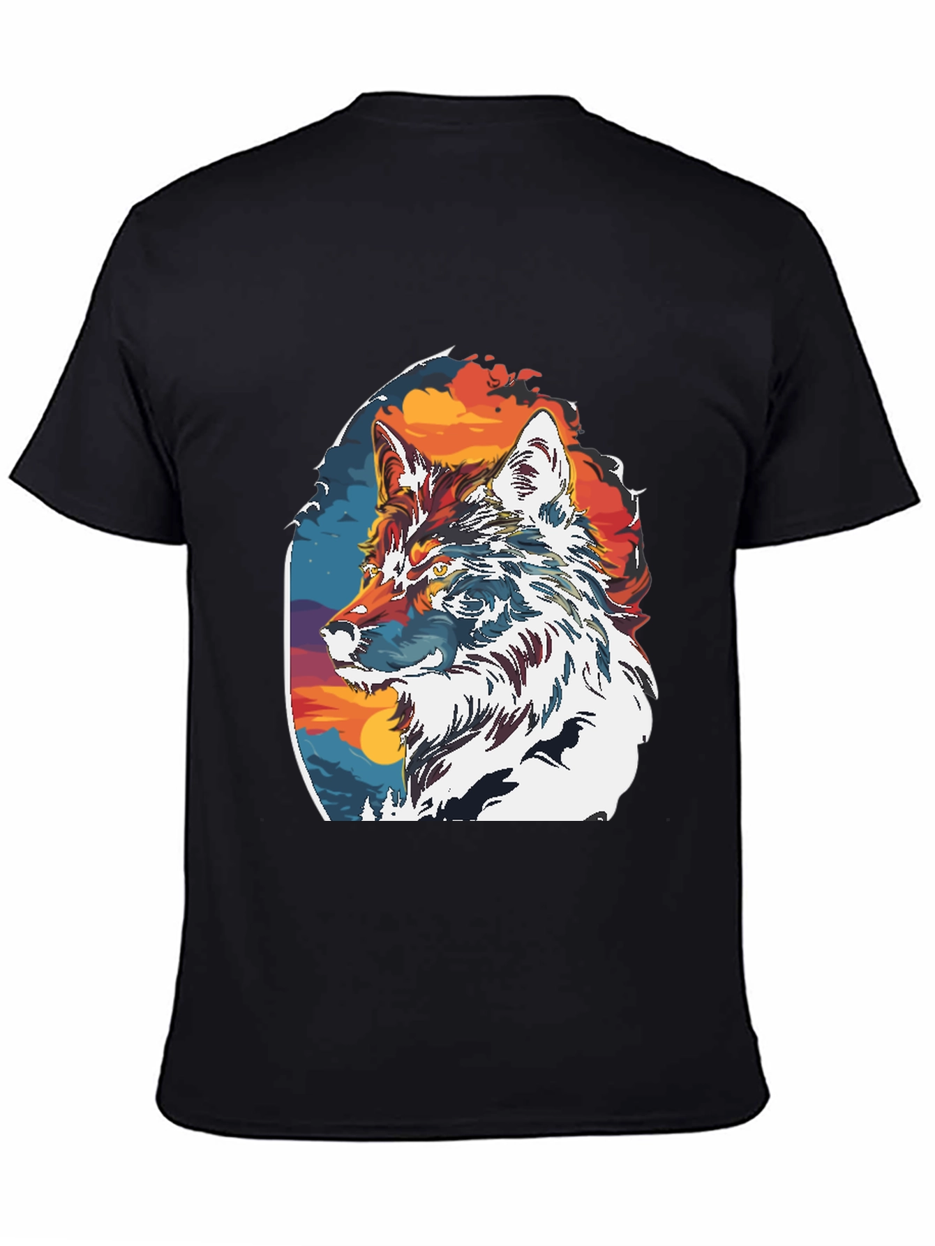 Wolf Graphic Print Crew Neck T-Shirt