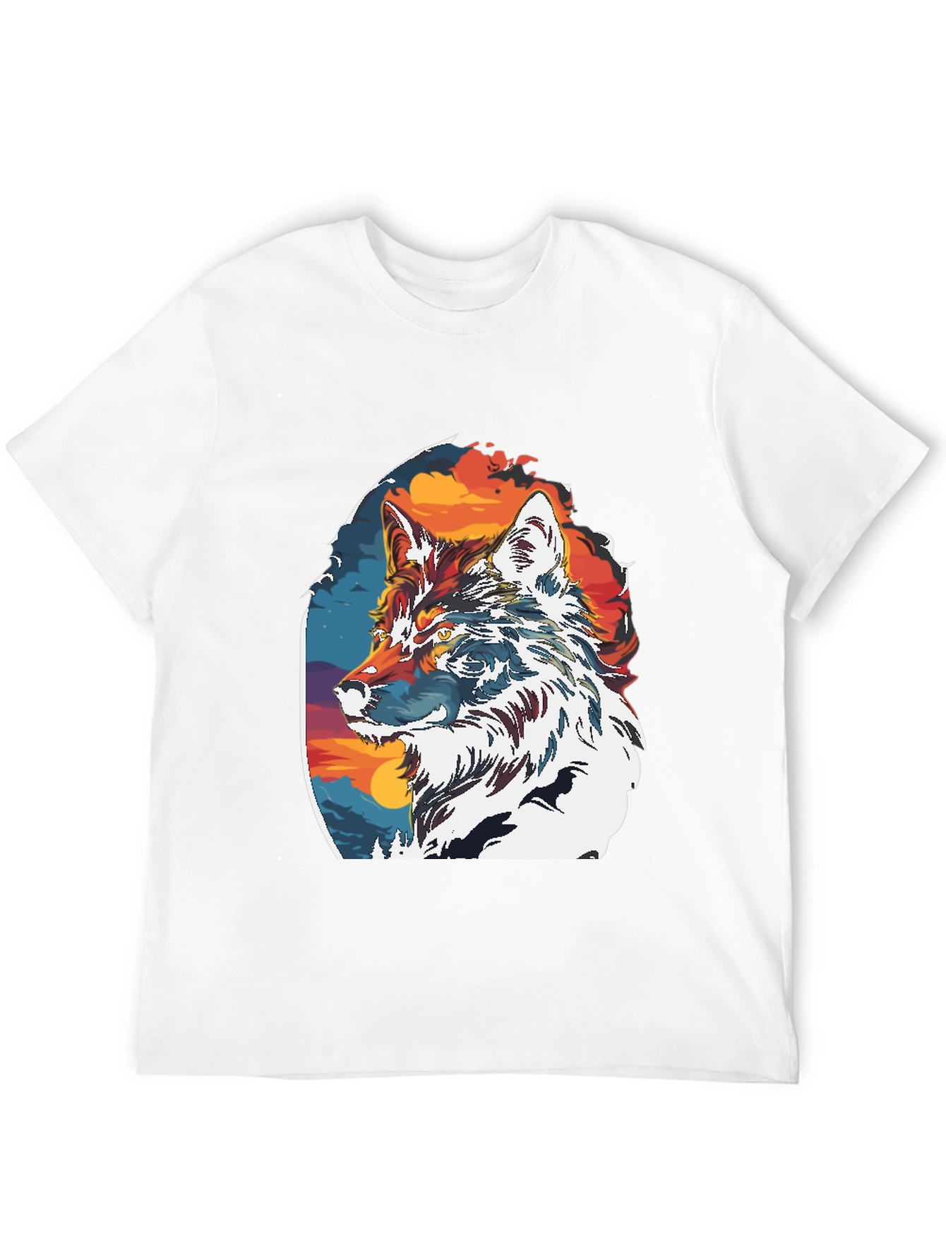 Wolf Graphic Print Crew Neck T-Shirt
