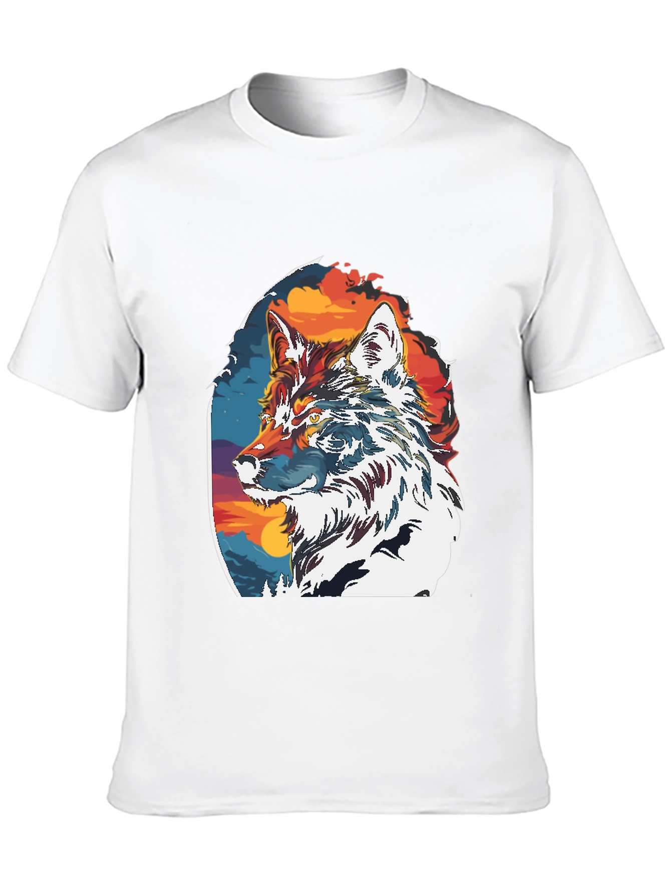 Wolf Graphic Print Crew Neck T-Shirt