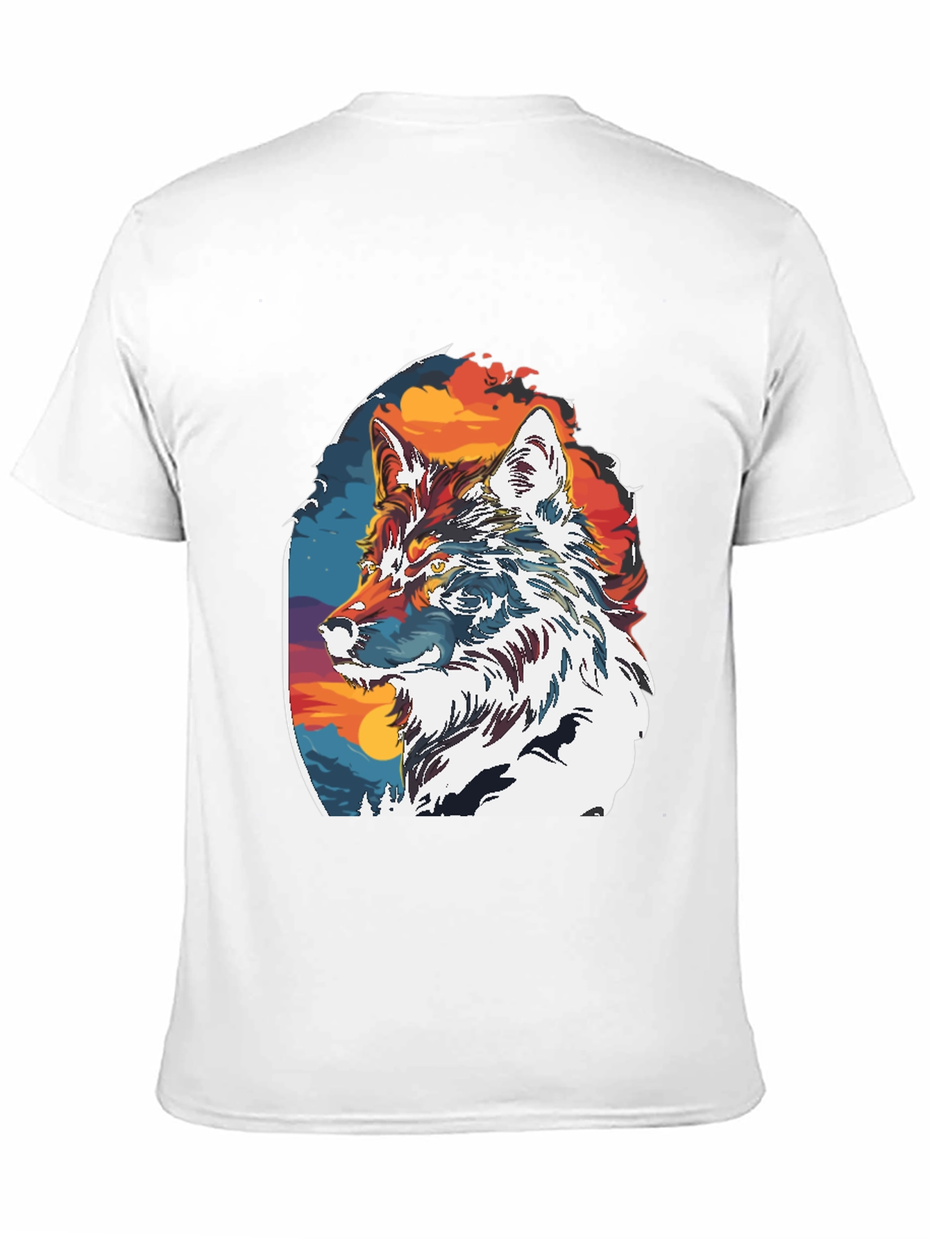 Wolf Graphic Print Crew Neck T-Shirt