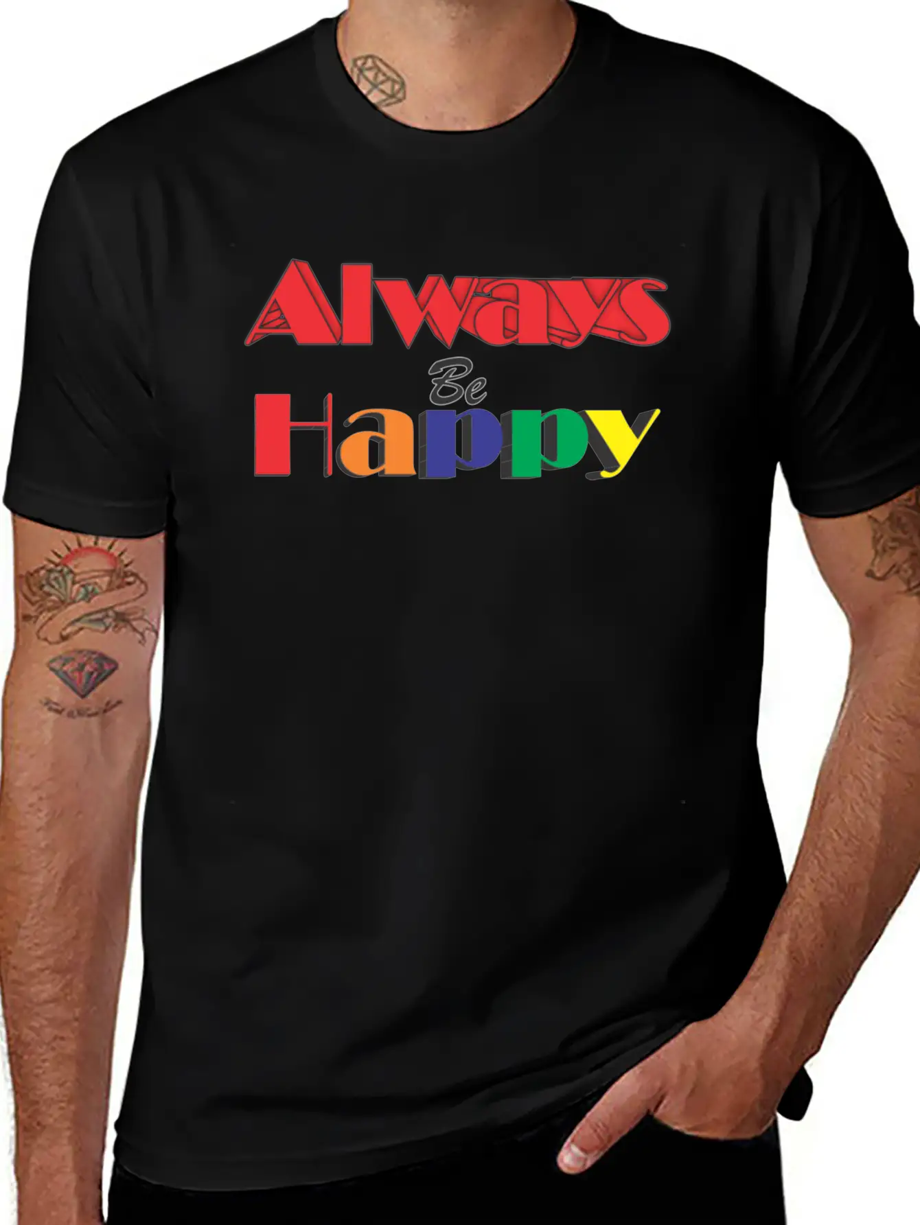 Always Happy Lightweight Cotton T-Shirt – Daily Comfort Graphic Shirt