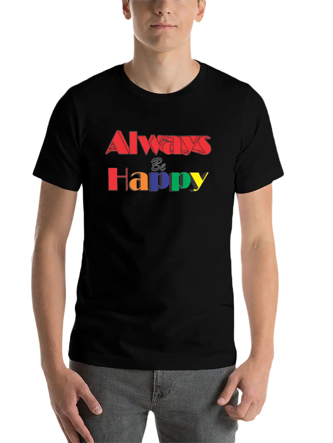 Always Happy Lightweight Cotton T-Shirt – Daily Comfort Graphic Shirt