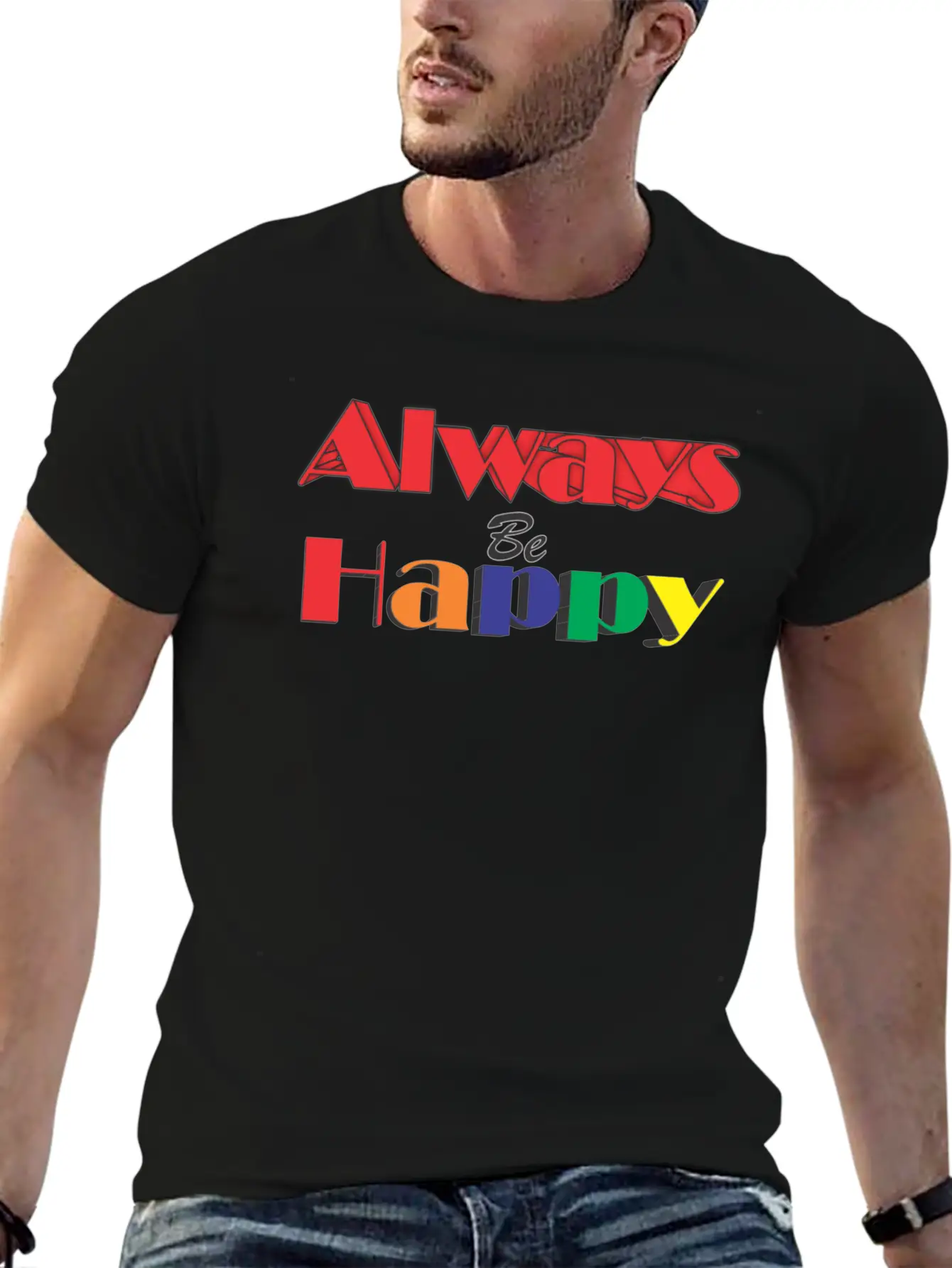 Always Happy Lightweight Cotton T-Shirt – Daily Comfort Graphic Shirt