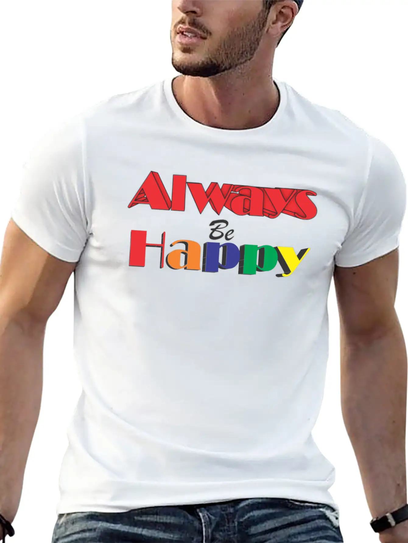Always Happy Lightweight Cotton T-Shirt – Daily Comfort Graphic Shirt