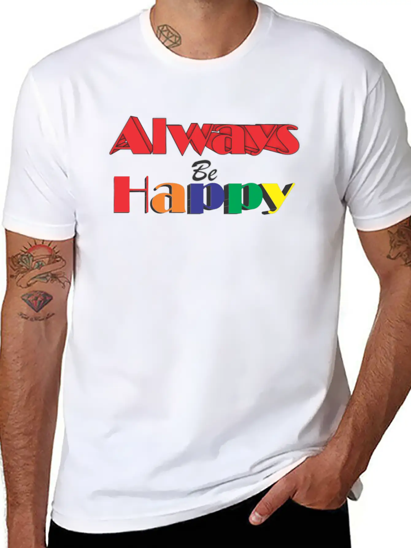 Always Happy Lightweight Cotton T-Shirt – Daily Comfort Graphic Shirt