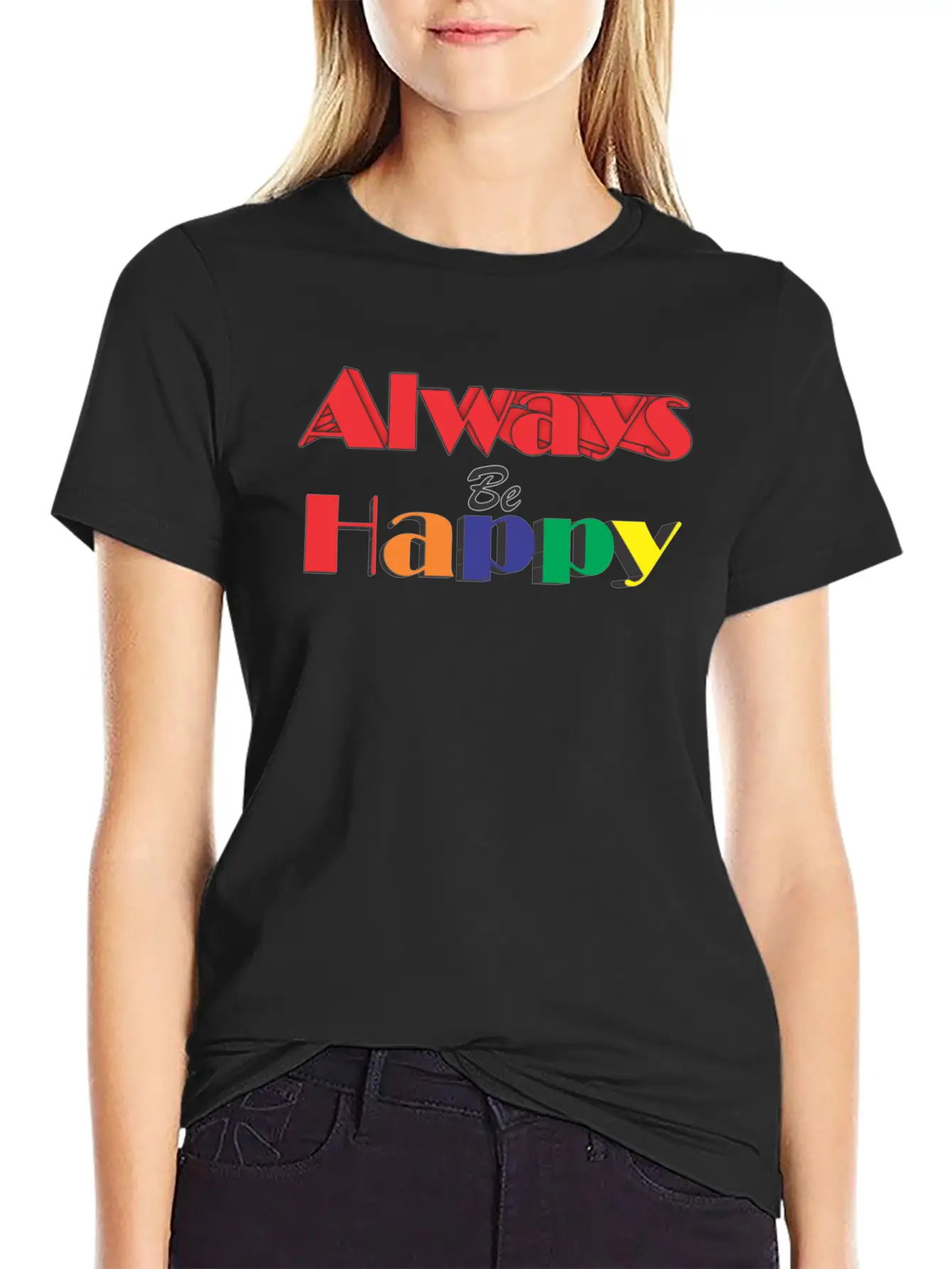 Always Happy Lightweight Cotton T-Shirt – Daily Comfort Graphic Shirt