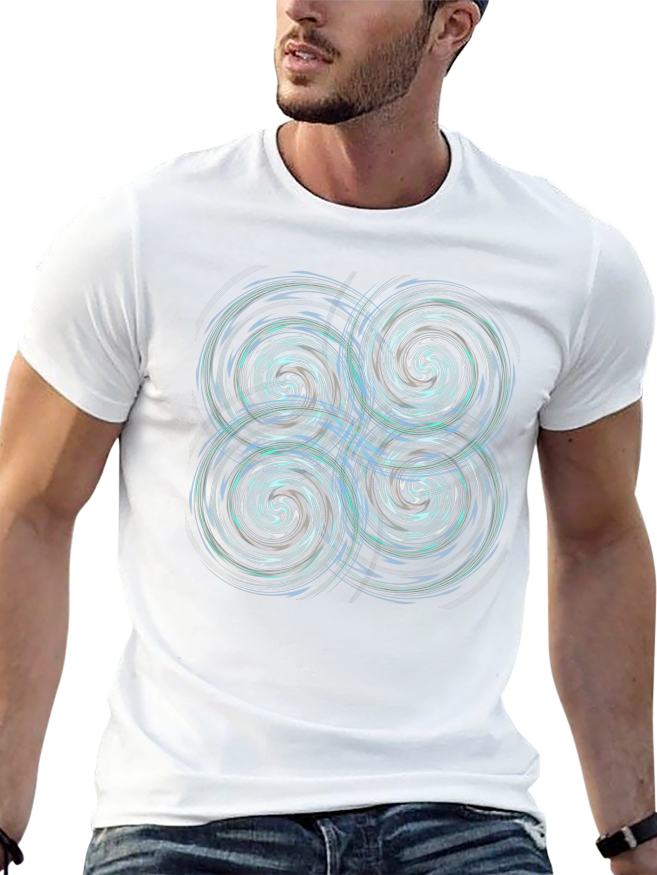 Whirlwind Vortex Graphic Tee - Black Cotton Blend