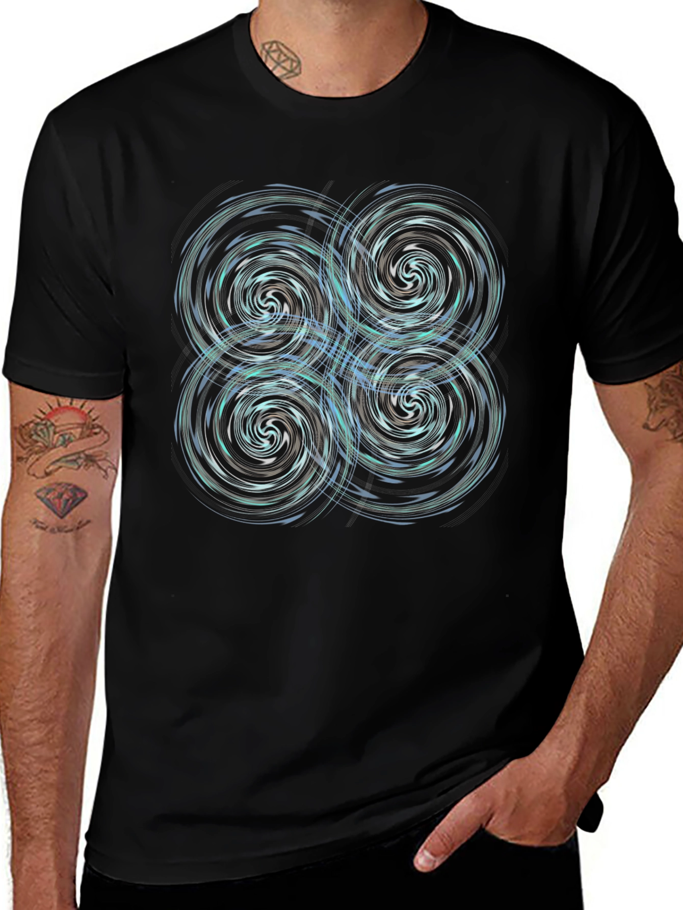Whirlwind Vortex Graphic Tee - Black Cotton Blend