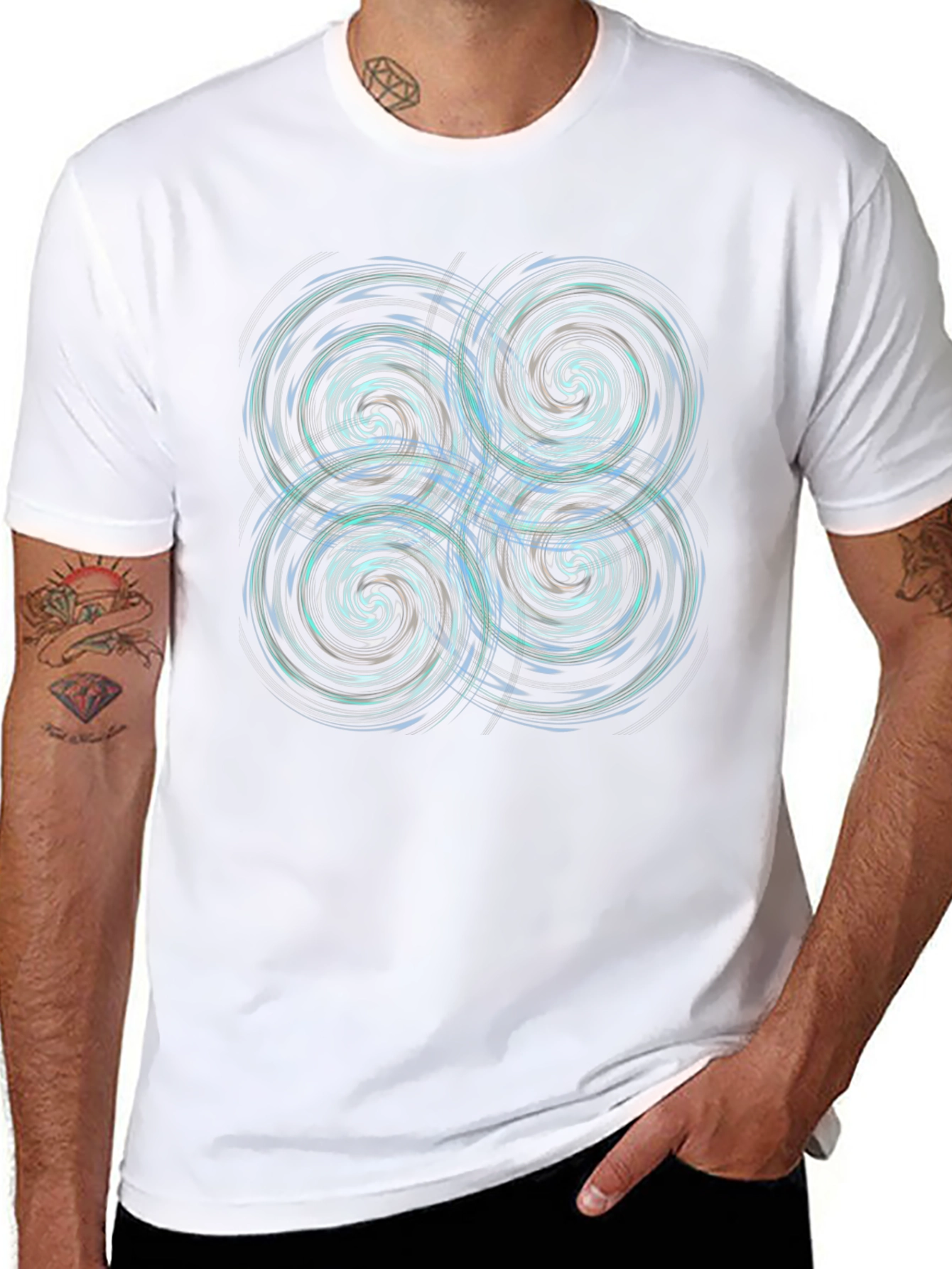 Whirlwind Vortex Graphic Tee - Black Cotton Blend
