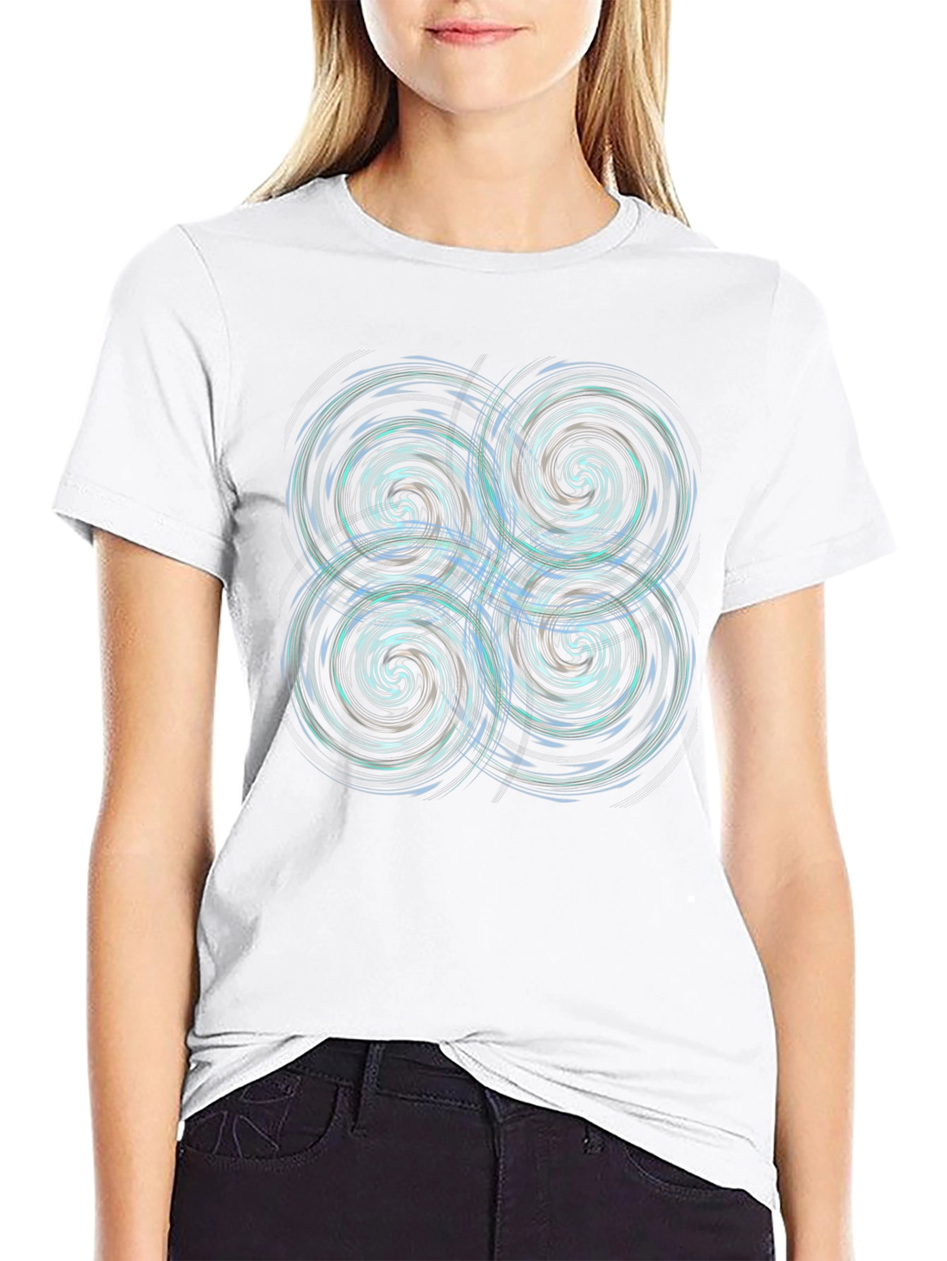 Whirlwind Vortex Graphic Tee - Black Cotton Blend