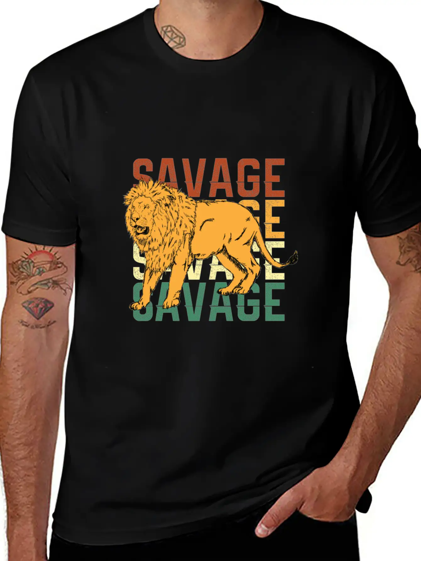 Animal Prints - Savage Lion Lightweight Cotton T-Shirt – Daily Comfort Graphic Shirt