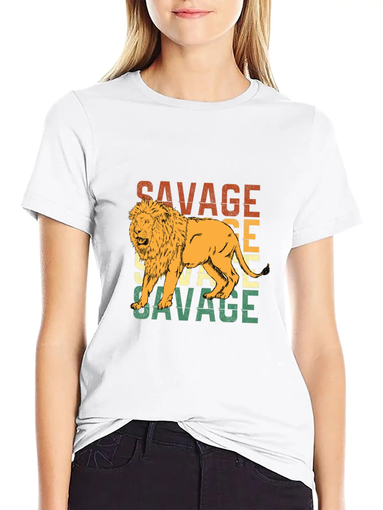 Animal Prints - Savage Lion Lightweight Cotton T-Shirt – Daily Comfort Graphic Shirt